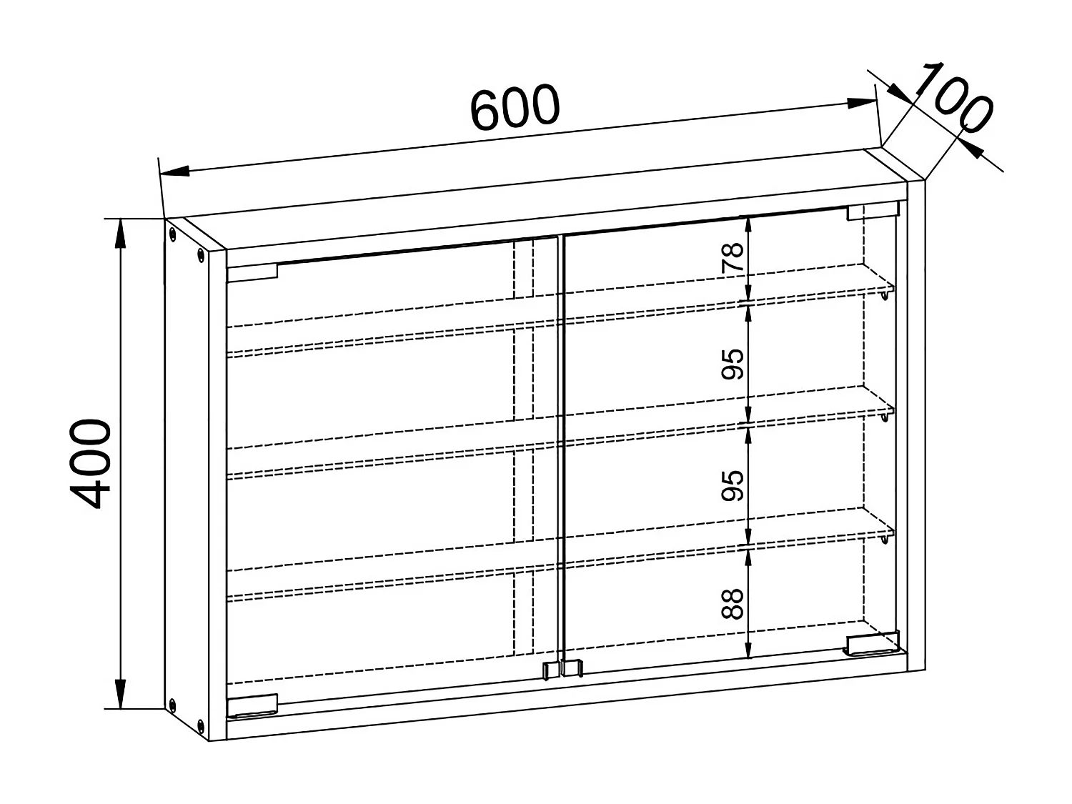 Wall display cabinet Mandosa Book H. 40 x W. 60 x D. 10 cm
