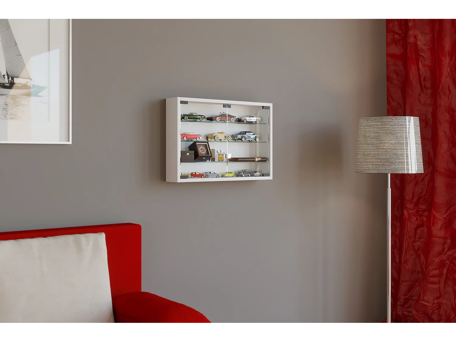 Hangende vitrinekast wanddisplay glas Mandosa M