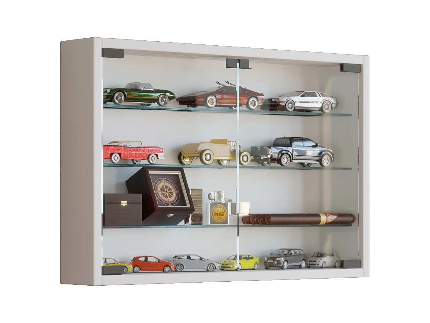 Wall display cabinet Mandosa White H. 40 x W. 60 x D. 10 cm