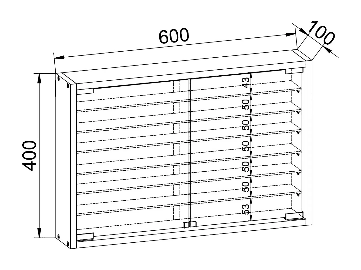 Wall display cabinet Mandosa Book H. 40 x W. 60 x D. 10 cm