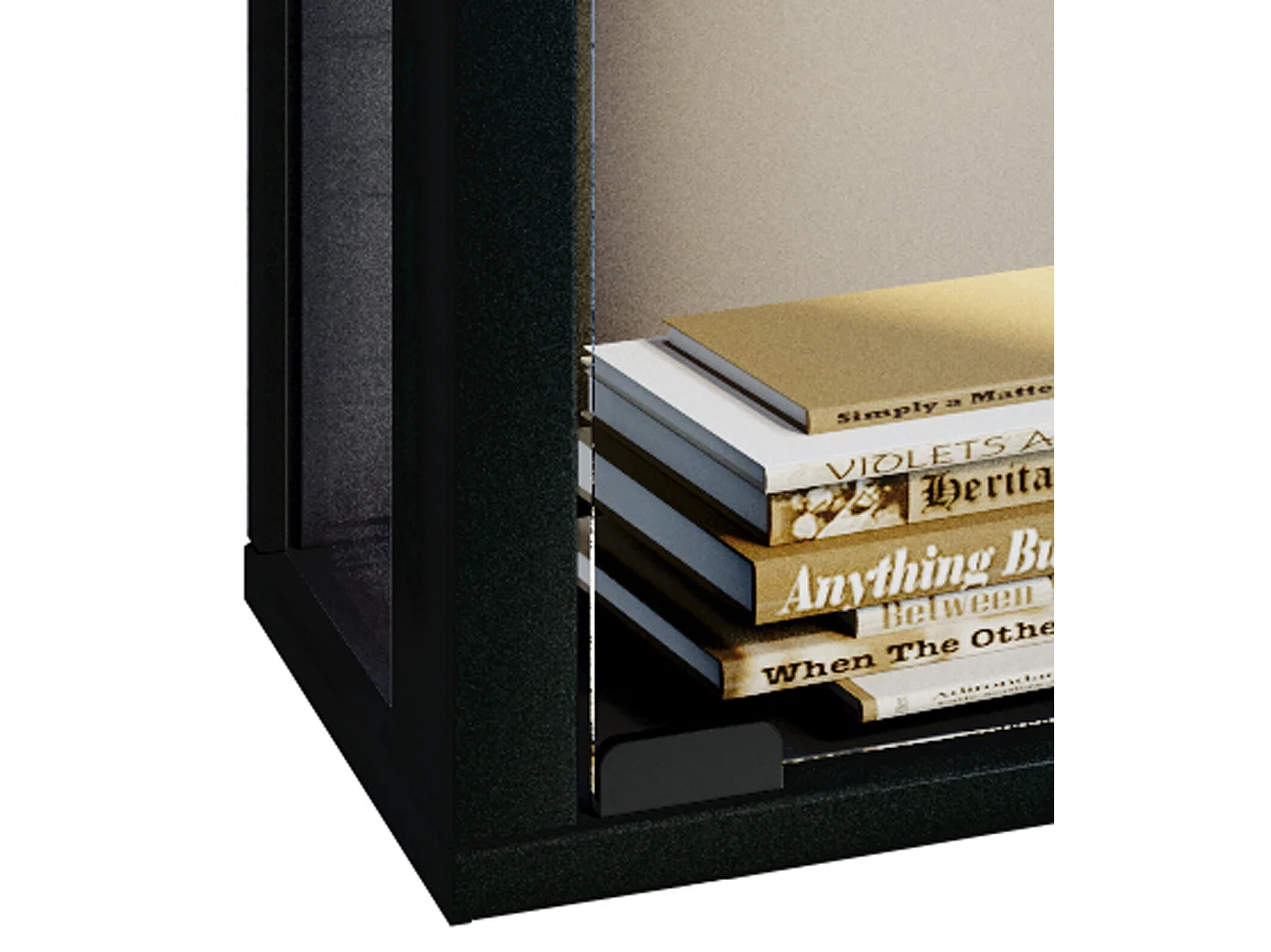 Udina Vitrinenschrank Wandmontage 2 Glastüren mit LED-Licht 2 Glasböden. schwarz.