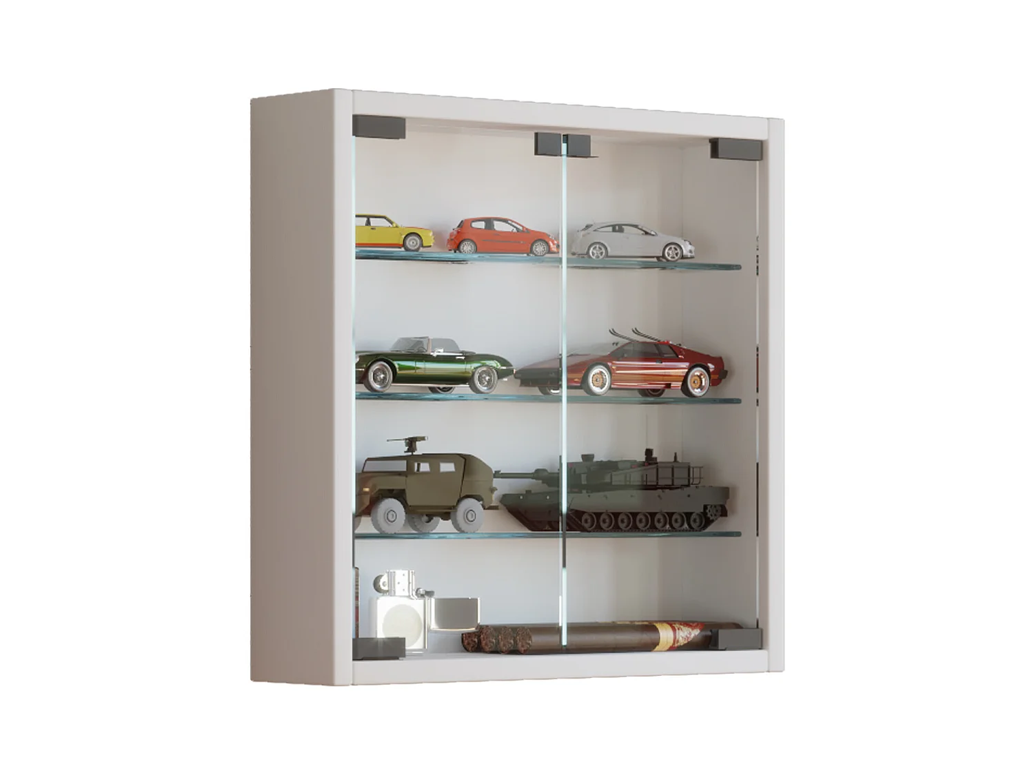 Wall display cabinet Mandosa White H. 40 x W. 40 x D. 10 cm