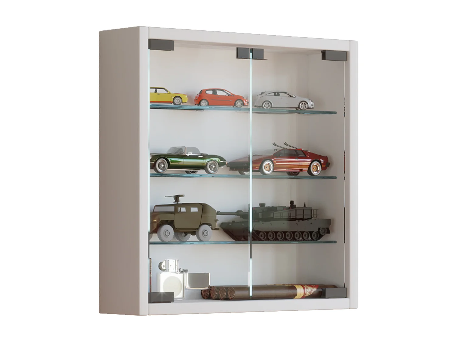 Wall display cabinet Mandosa White H. 40 x W. 40 x D. 10 cm