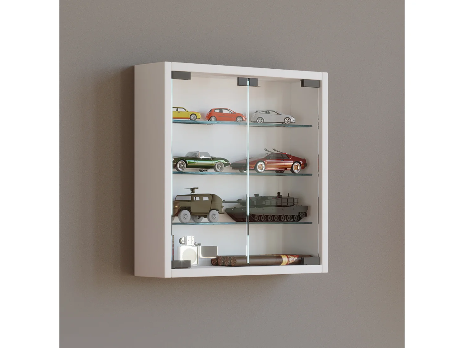 Wall display cabinet Mandosa White H. 40 x W. 40 x D. 10 cm