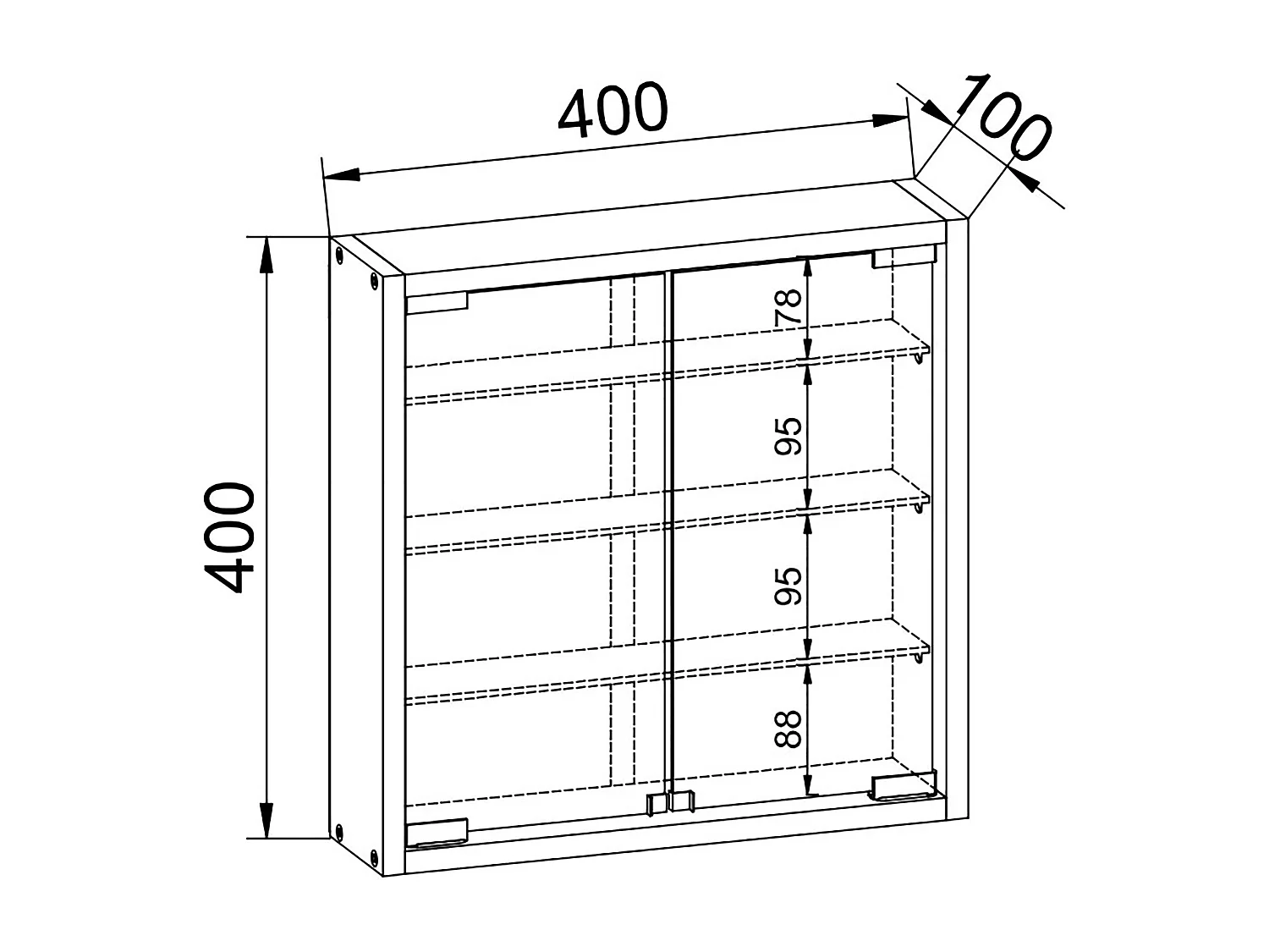 Wall display cabinet Mandosa White H. 40 x W. 40 x D. 10 cm
