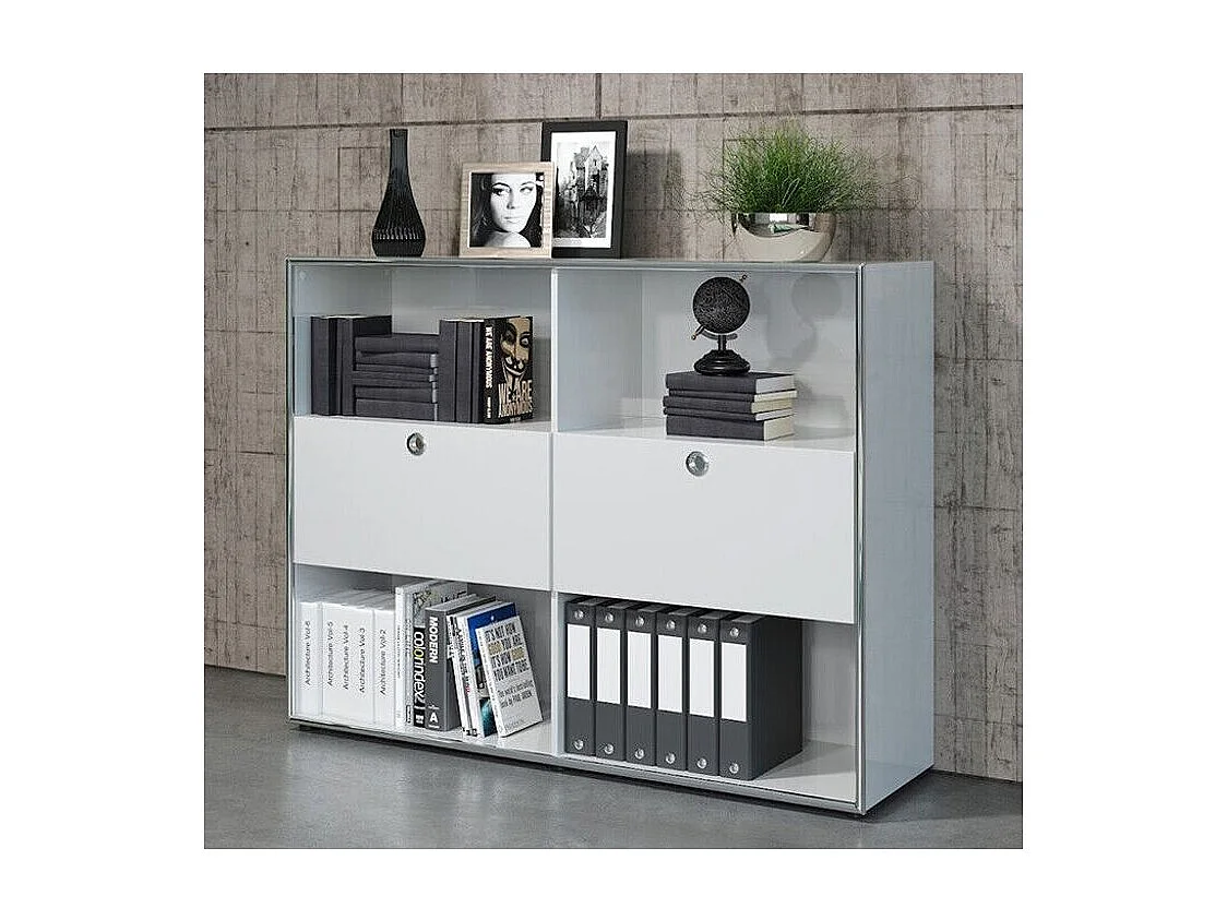 Wit MDF houten dressoir 2 laden 4 planken Kaela L 147 cm