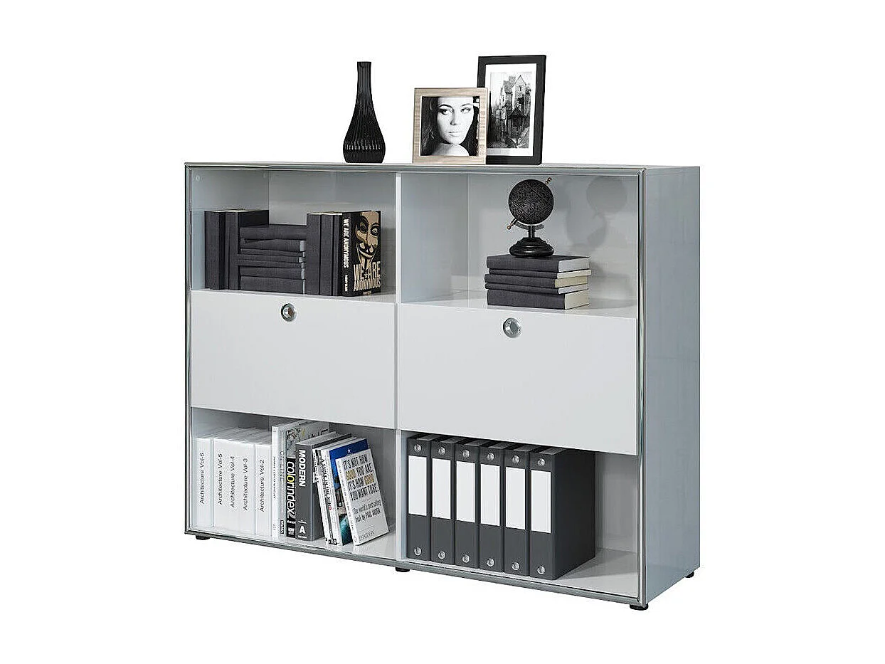 Wit MDF houten dressoir 2 laden 4 planken Kaela L 147 cm