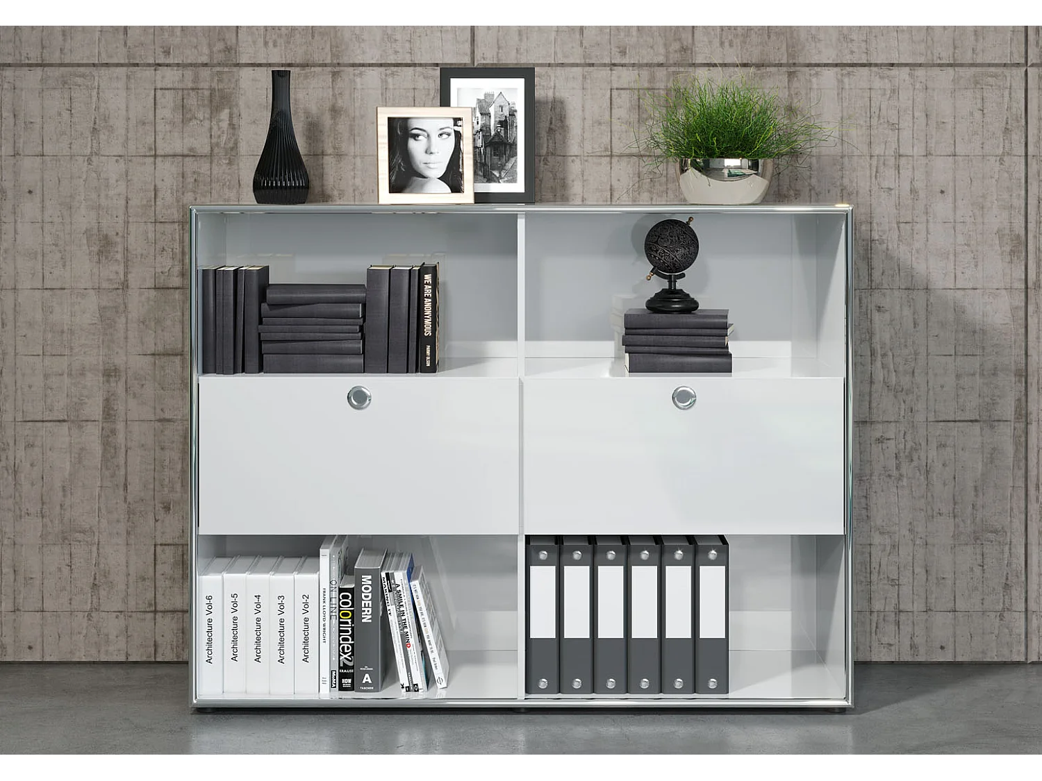 Wit MDF houten dressoir 2 laden 4 planken Kaela L 147 cm