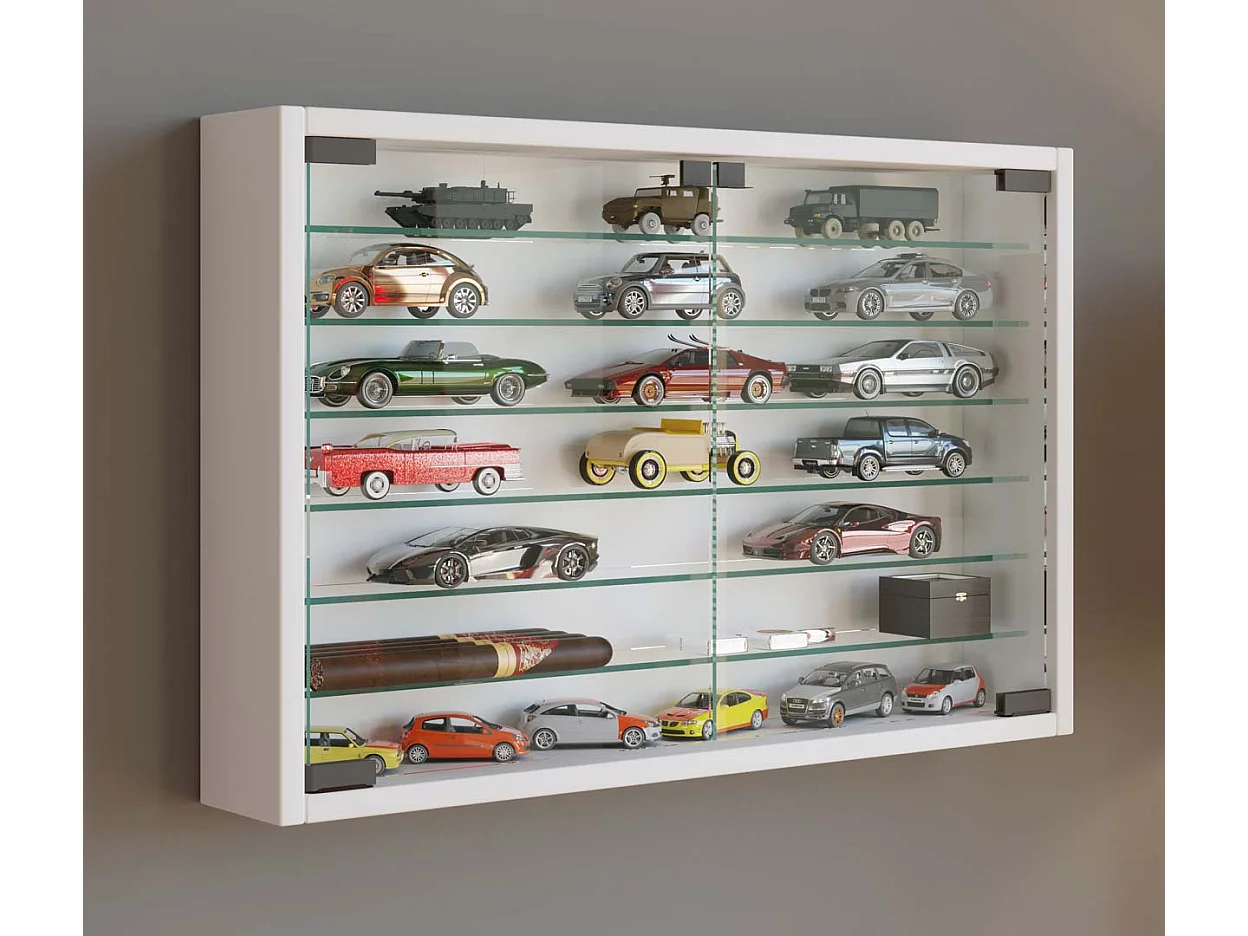 Wall display cabinet Mandosa White H. 40 x W. 60 x D. 10 cm