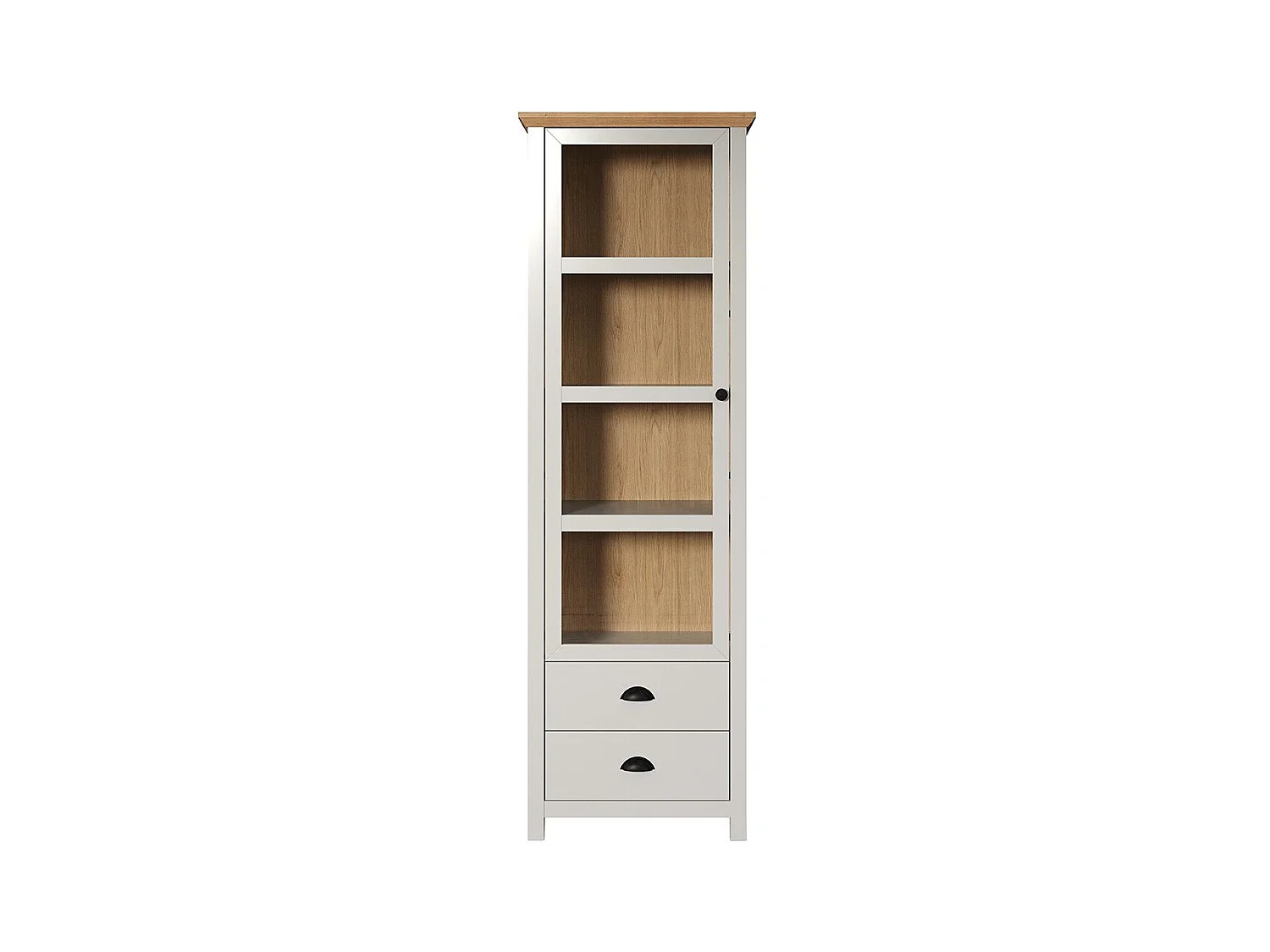 Vitrine 1 porte en verre trempé et 2 tiroirs L65 cm - LANDSIDE