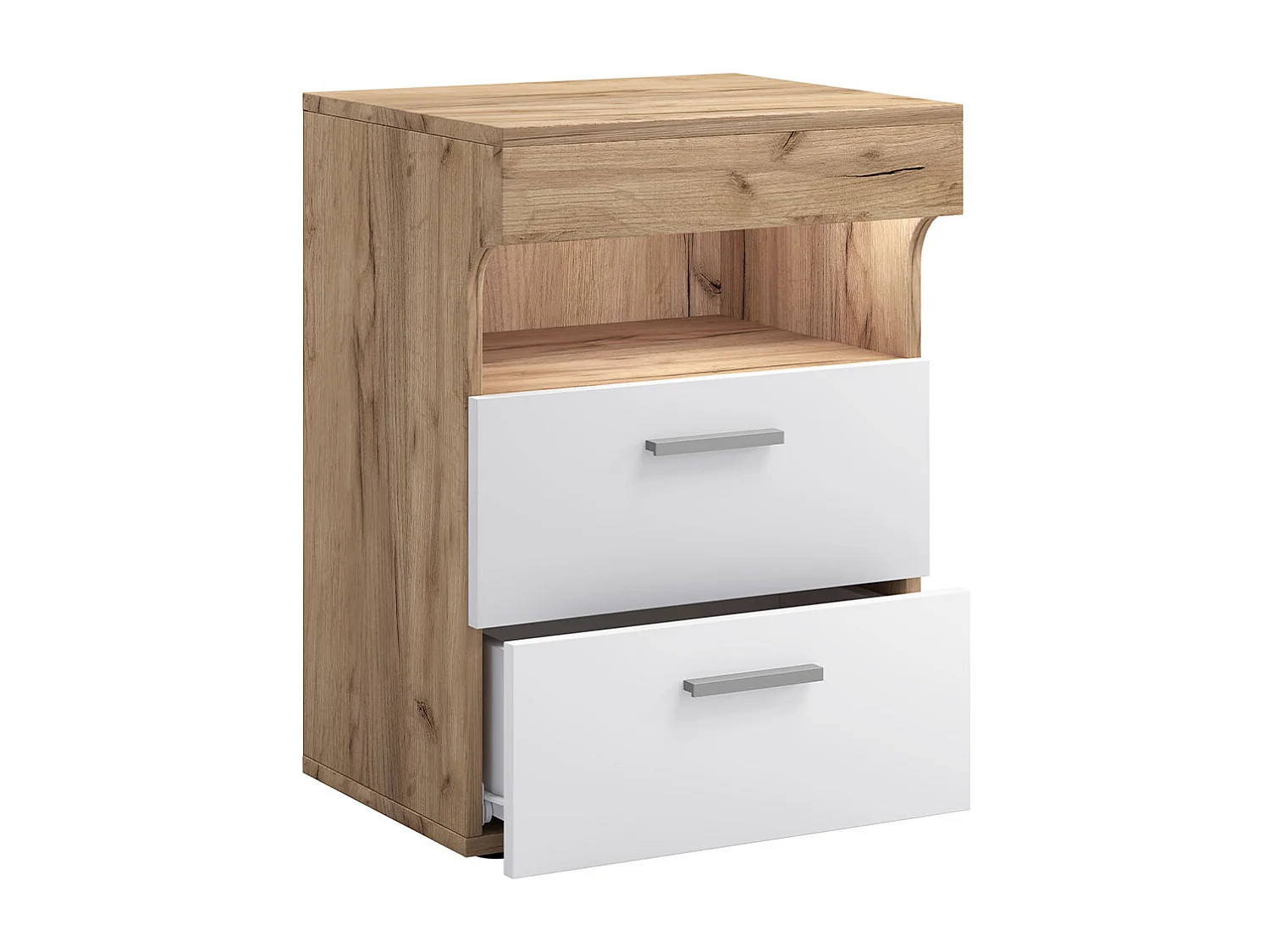 Armário de cabeceira VCM | Mesa lateral com porta giratória | Mesa de cabeceira | Dimensões aprox. A. 61 x L. 45 x P. 39 cm - Slepal M (Carvalho Mel / Branco)