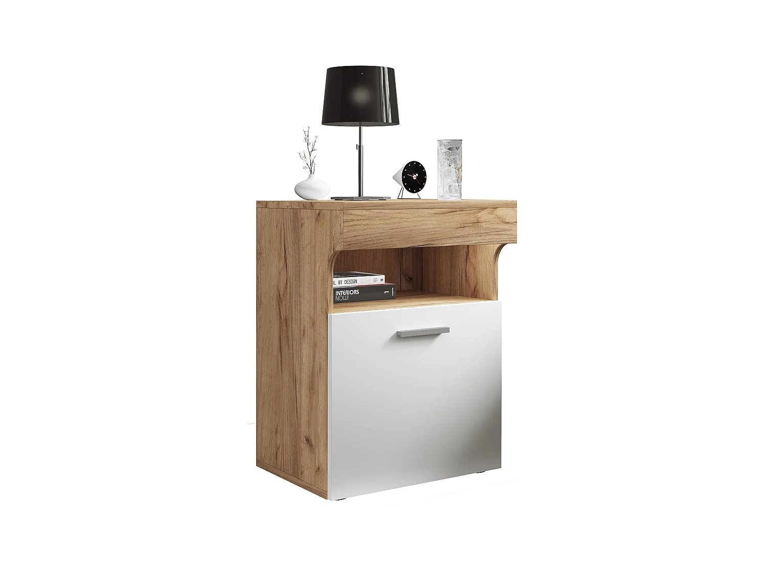 bedside table Slepal Honey oak / White H. 61 x W. 45 x D. 39 cm
