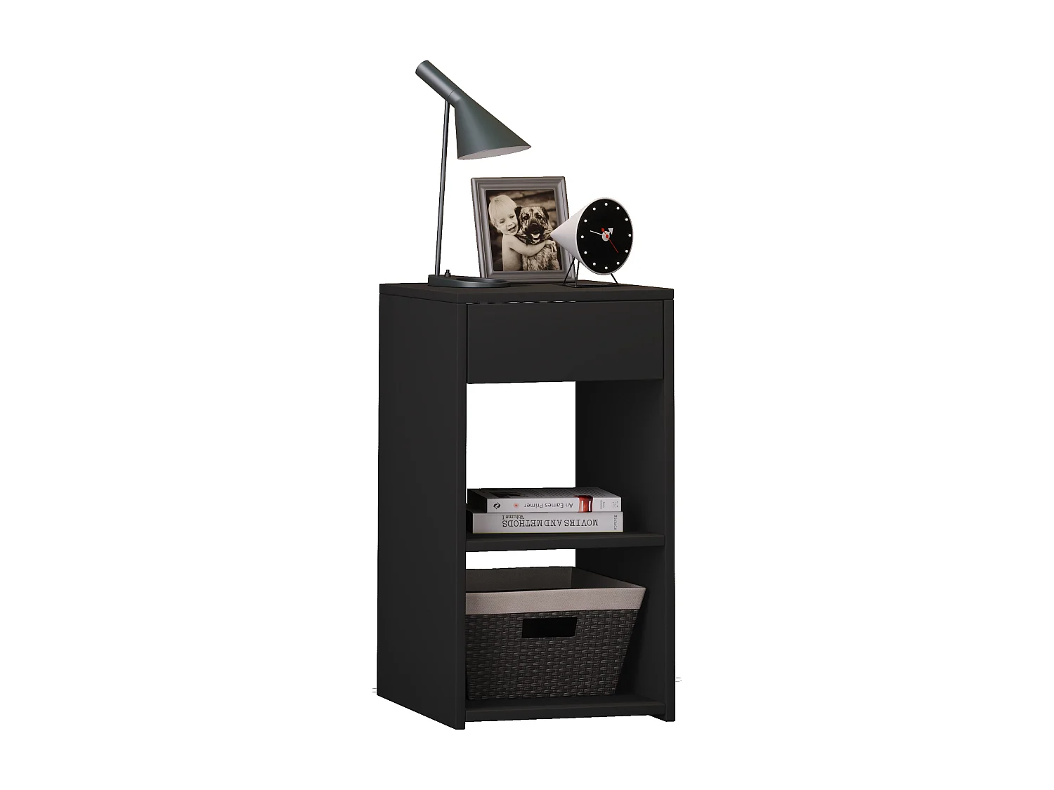 Armário de cabeceira VCM | mesa de cabeceira | mesa de cabeceira | dimensões aprox. A. 65 x L. 35 x P. 35 cm - Sledo Maxi (Preto)