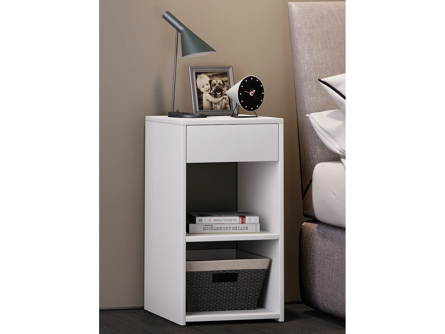 Drewniany stół nocny Sledo szuflada Maxi