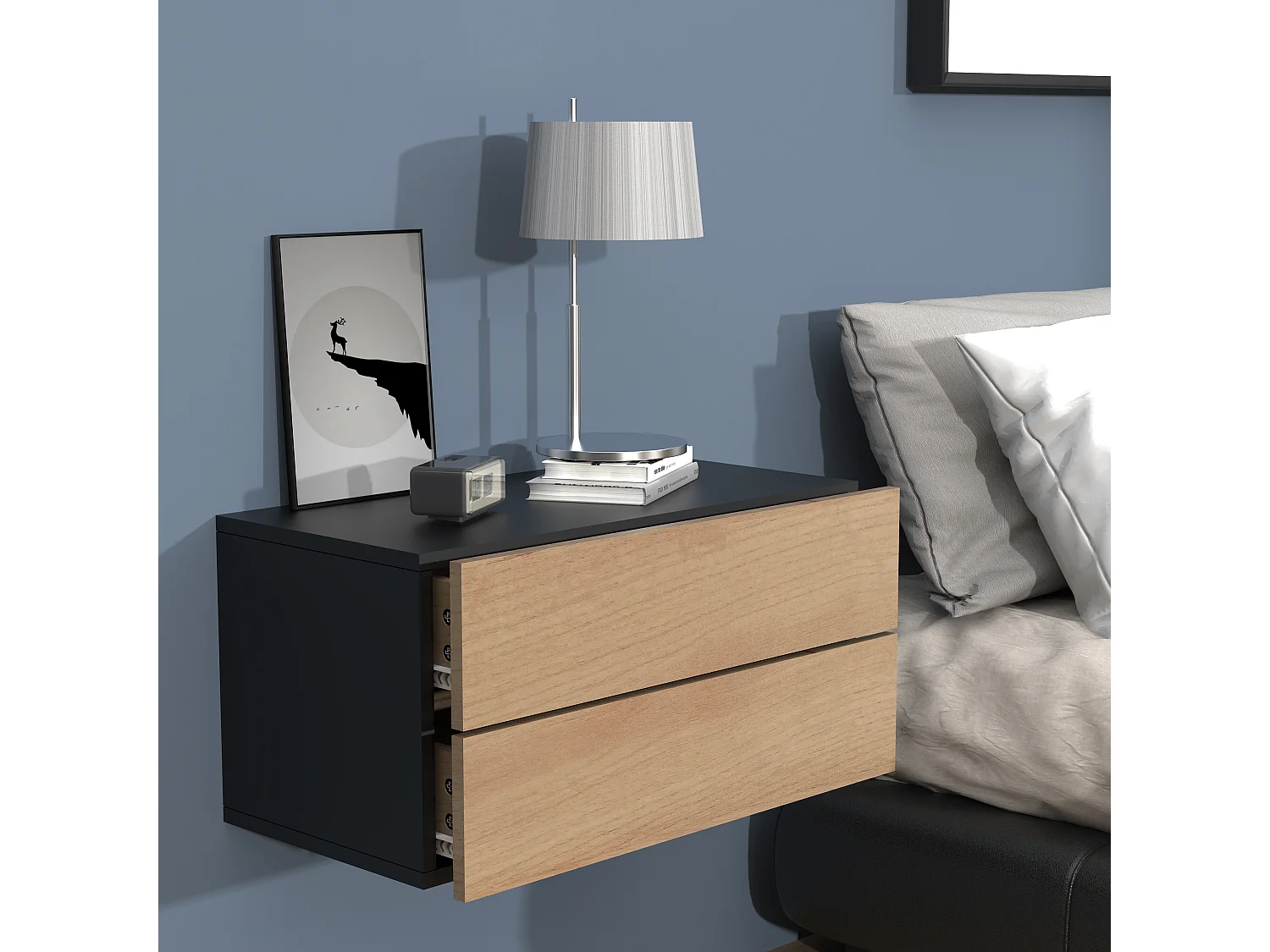 Houten muur hangende nachtkastje Usal L 60 cm