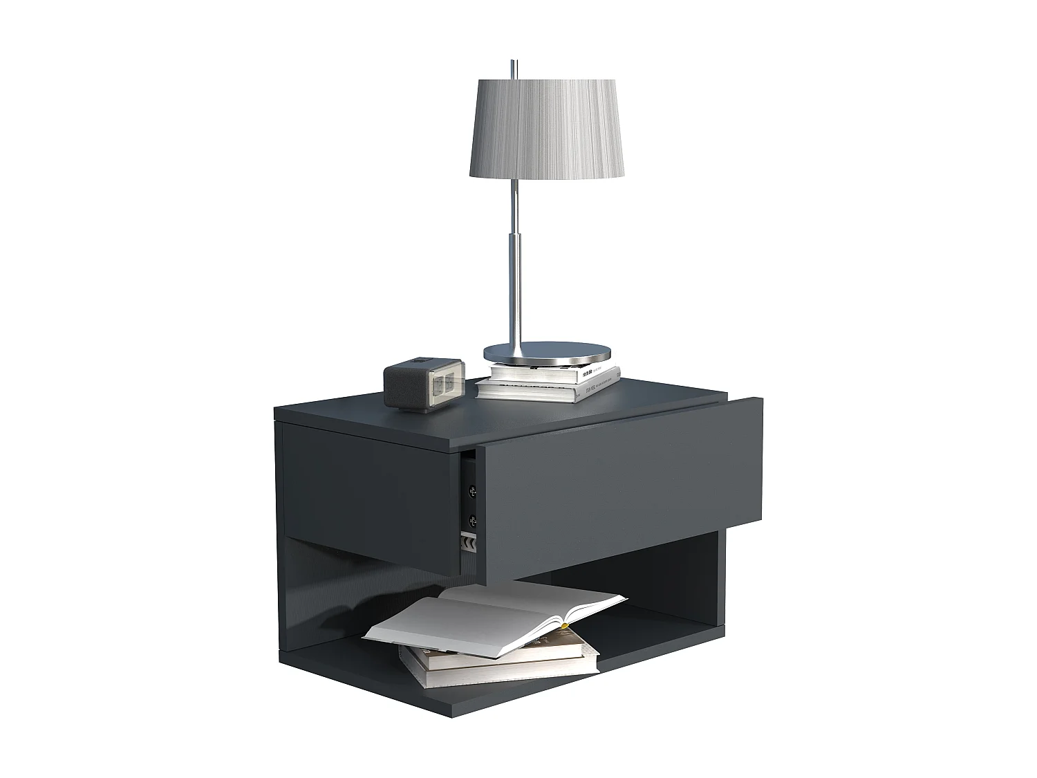 UsalXL45 table de nuit accroché au mur 1 tiroir 1 tablette anthracite.