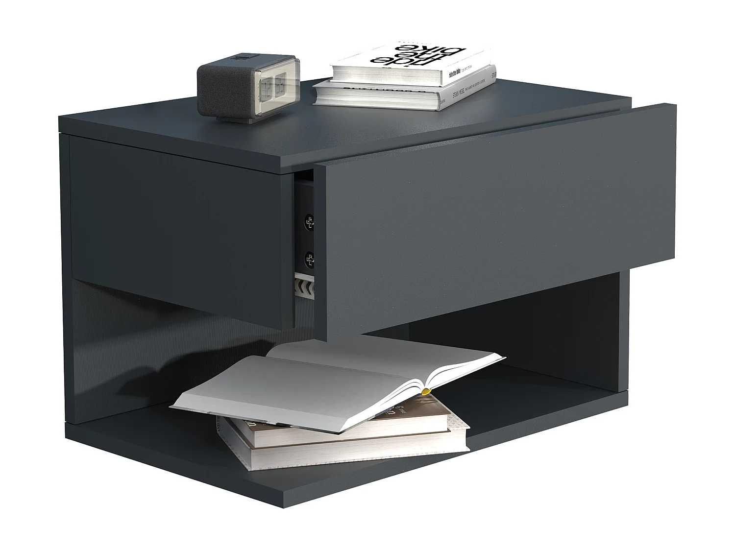 UsalXL45 table de nuit accroché au mur 1 tiroir 1 tablette anthracite.