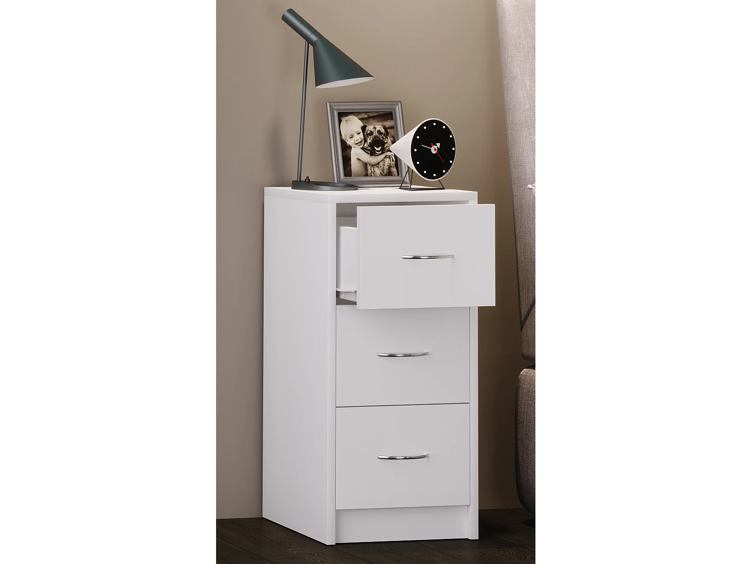 Armário de cabeceira VCM | mesa de cabeceira | mesa de cabeceira | dimensões aprox. A. 65 x L. 33 x P. 35 cm - Boxal Maxi (Branco)