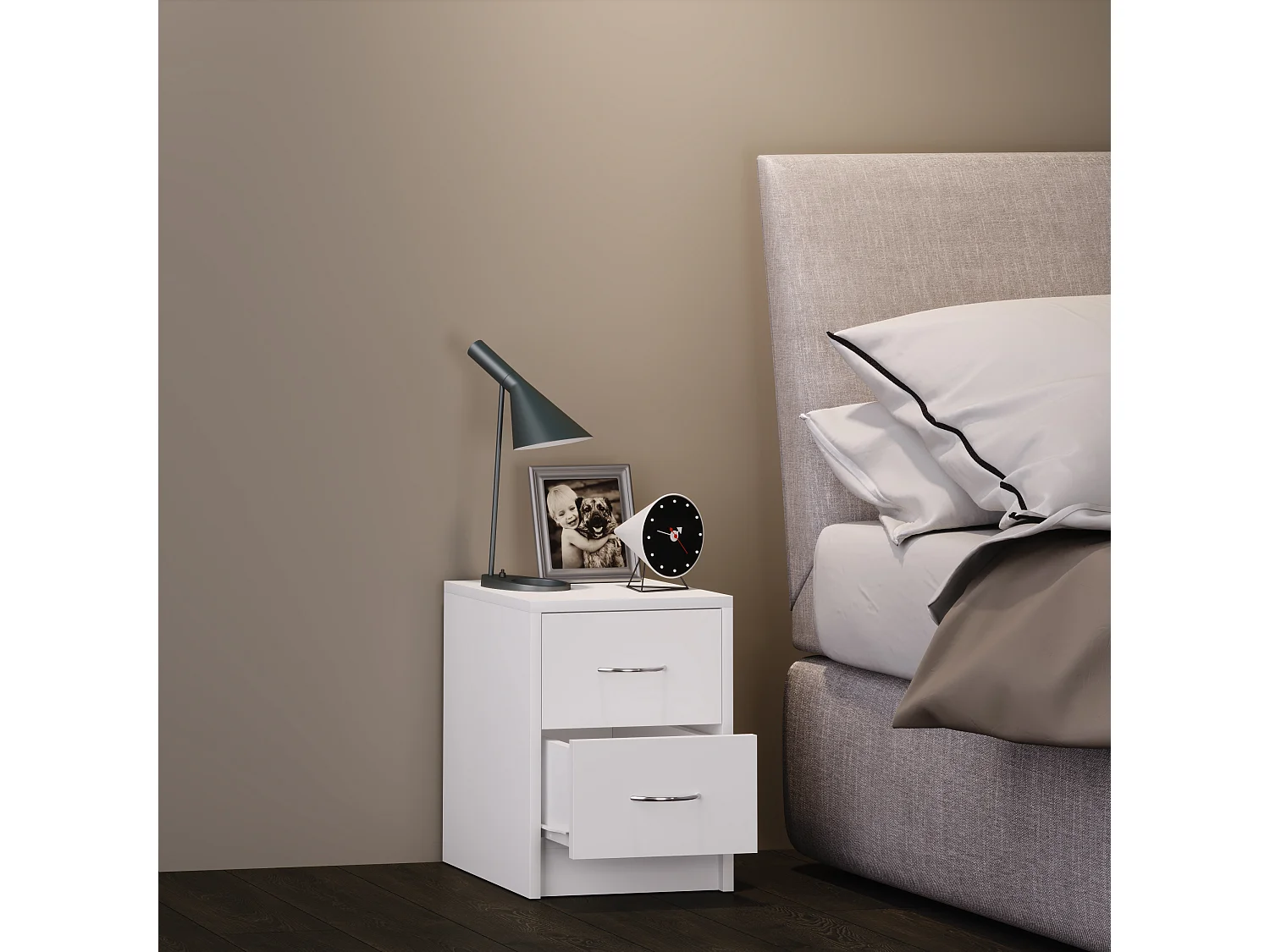 Drewniany stolik nocny szuflada Boxal Mini