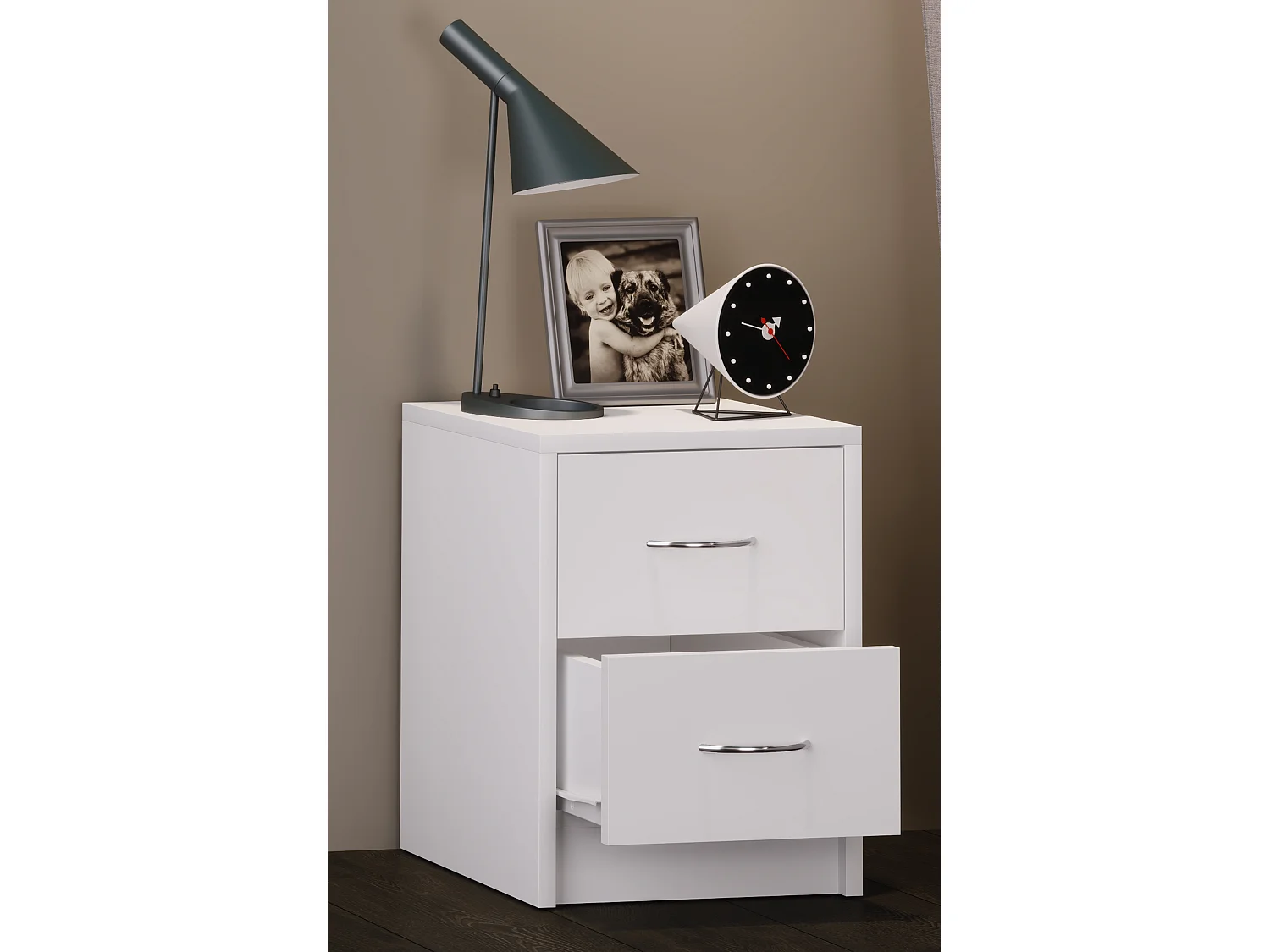 bedside table Boxal White H. 40 x W. 35 x D. 35 cm