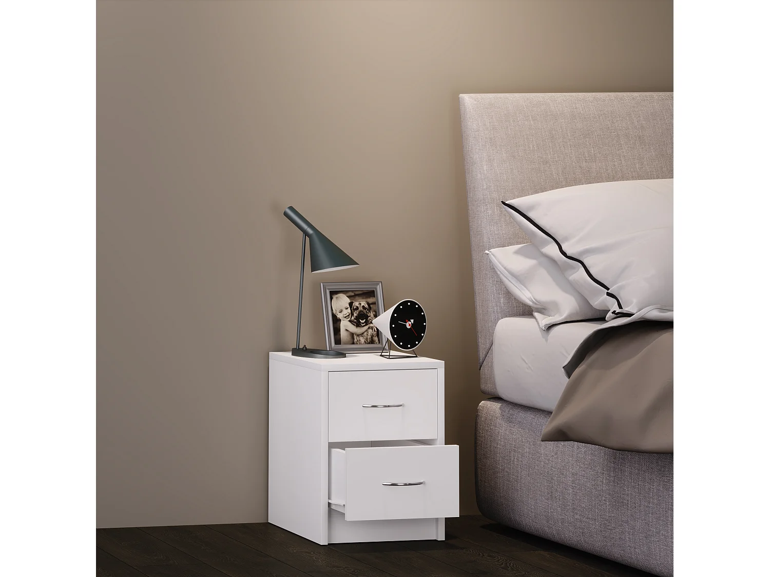 Armário noturno VCM | Mesa lateral | Mesa de cabeceira | Dimensões aprox. 40 x L. 35 x P. 35 cm - Boxal Mini (Branco)