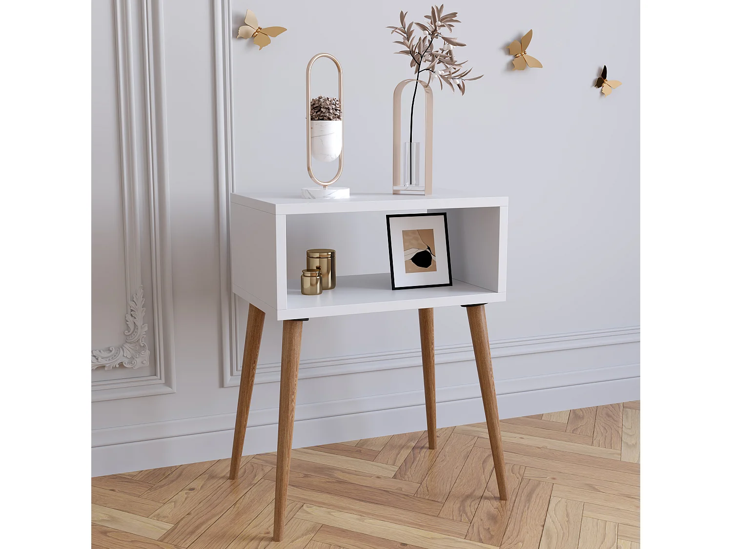 Houten bijzettafel nachtkastje Singol M