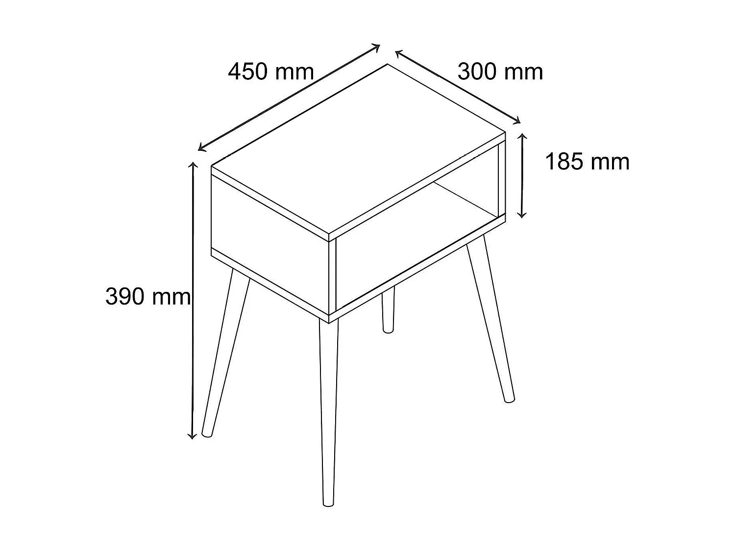 Houten bijzettafel nachtkastje Singol M