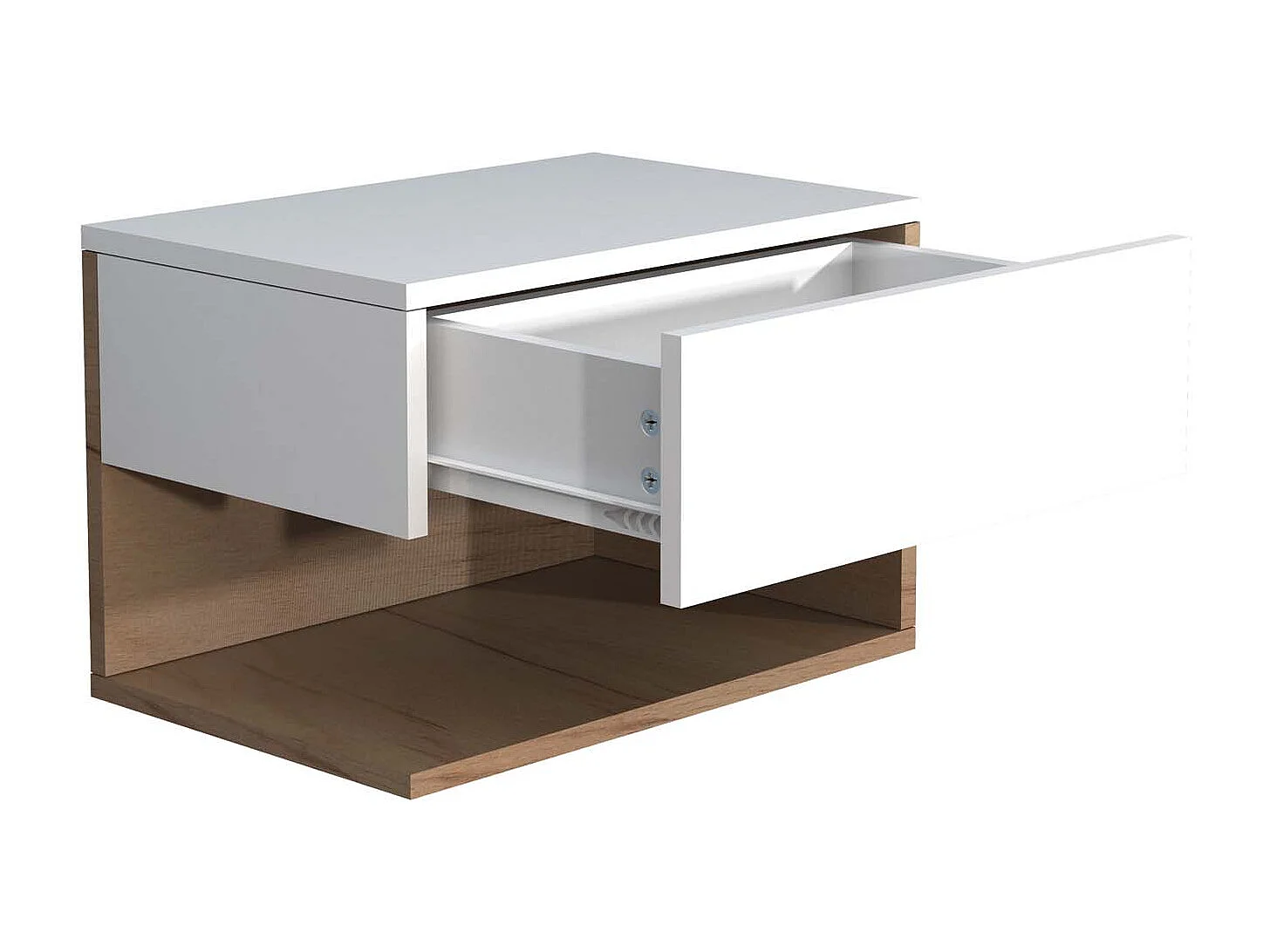 bedside table Usal White / Honey oak H. 30 x W. 45 x D. 32 cm