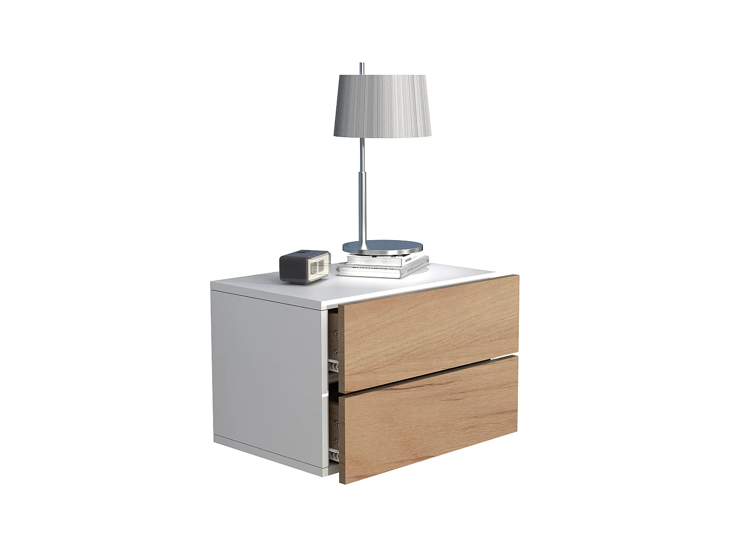 bedside table Usal White / Honey oak H. 30 x W. 45 x D. 32 cm