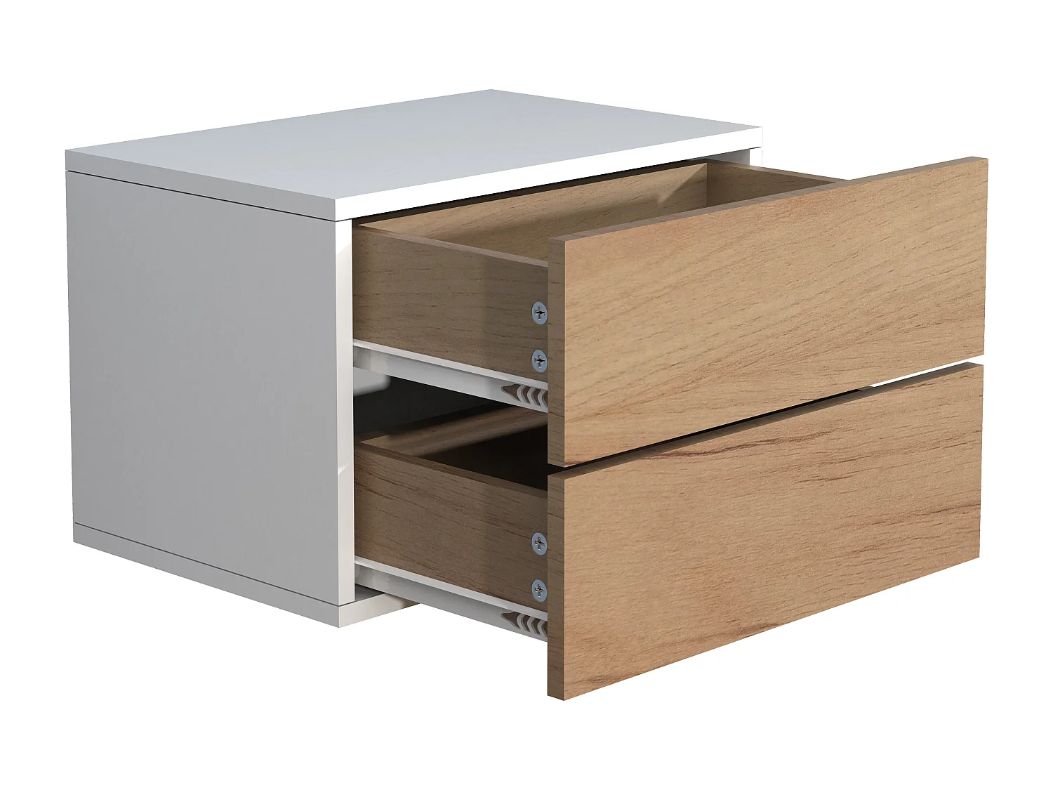 bedside table Usal White / Honey oak H. 30 x W. 45 x D. 32 cm