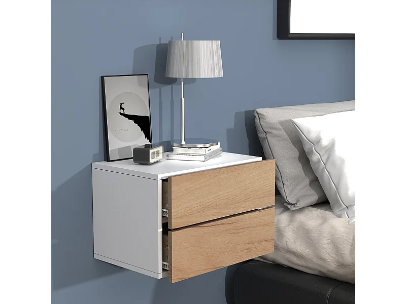 bedside table Usal White / Honey oak H. 30 x W. 45 x D. 32 cm