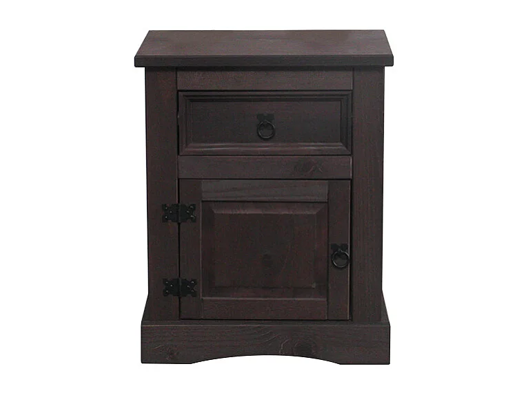 New Mexico Table de chevet, largeur 53 cm, hauteur 66 cm, avec 1 tiroir et 1 porte, teinte/cire dans un style colonial.