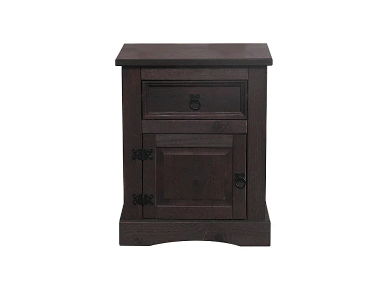 New Mexico Table de chevet, largeur 53 cm, hauteur 66 cm, avec 1 tiroir et 1 porte, teinte/cire dans un style colonial.