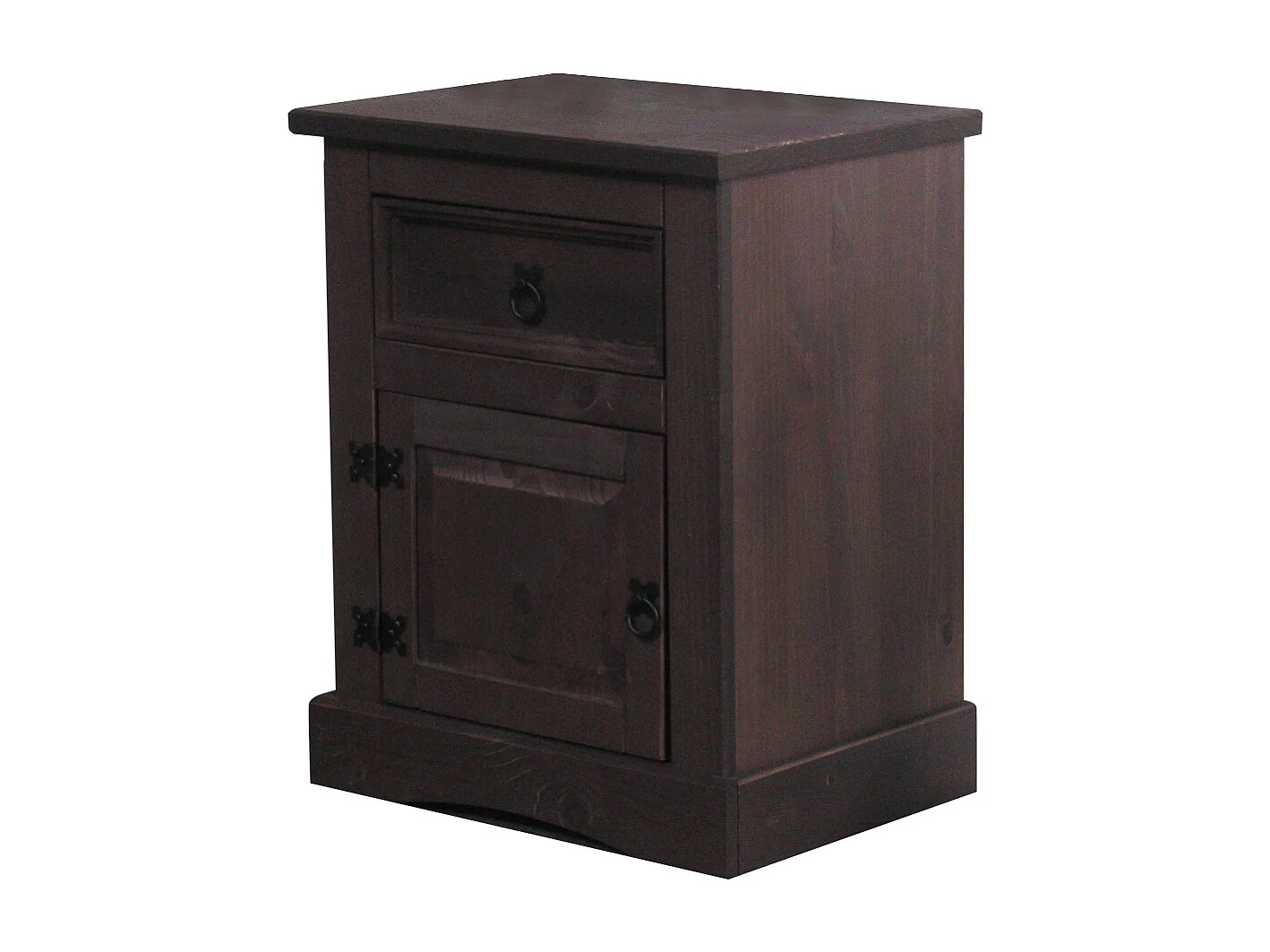 New Mexico Table de chevet, largeur 53 cm, hauteur 66 cm, avec 1 tiroir et 1 porte, teinte/cire dans un style colonial.