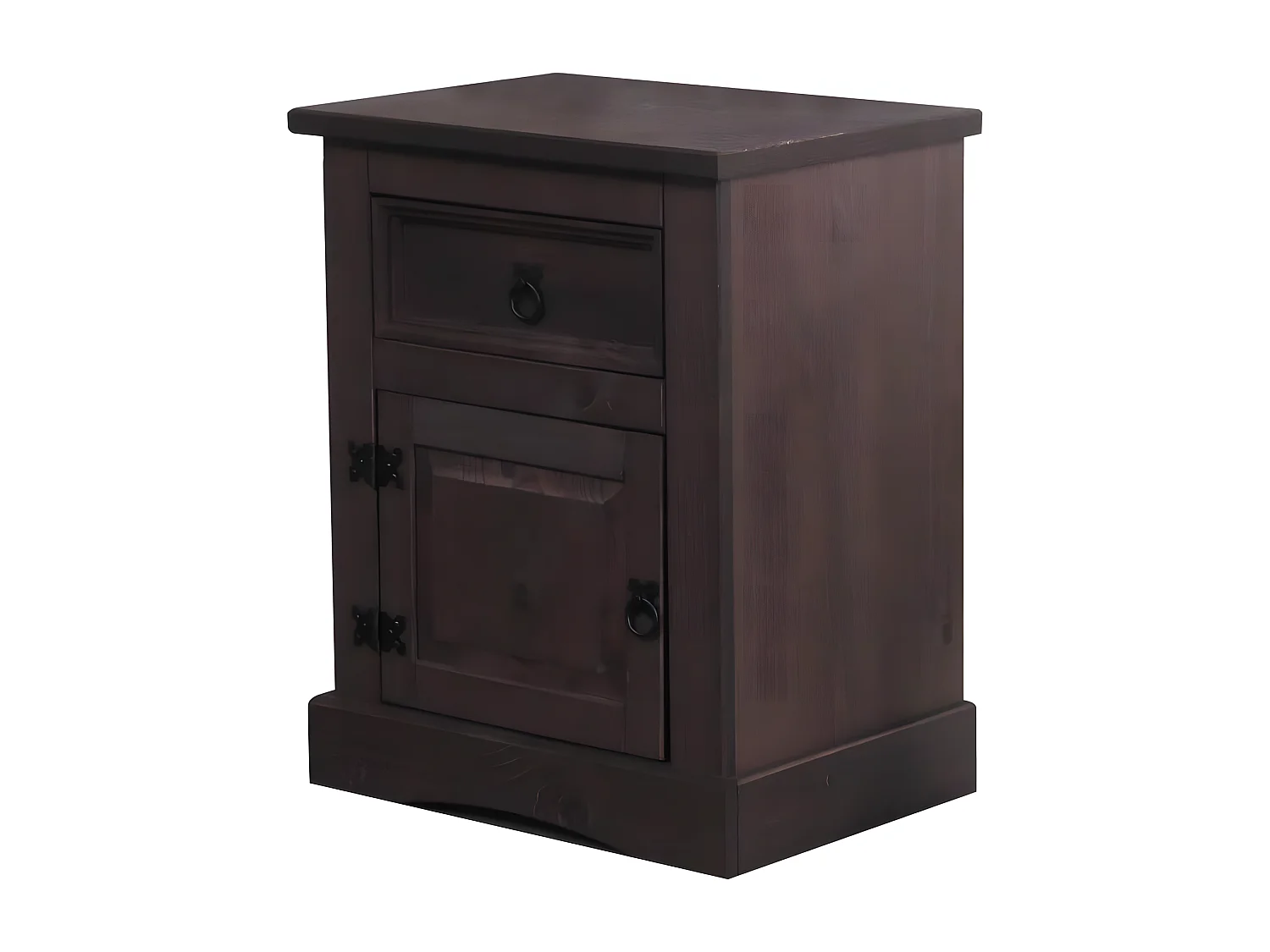 New Mexico Table de chevet, largeur 53 cm, hauteur 66 cm, avec 1 tiroir et 1 porte, teinte/cire dans un style colonial.