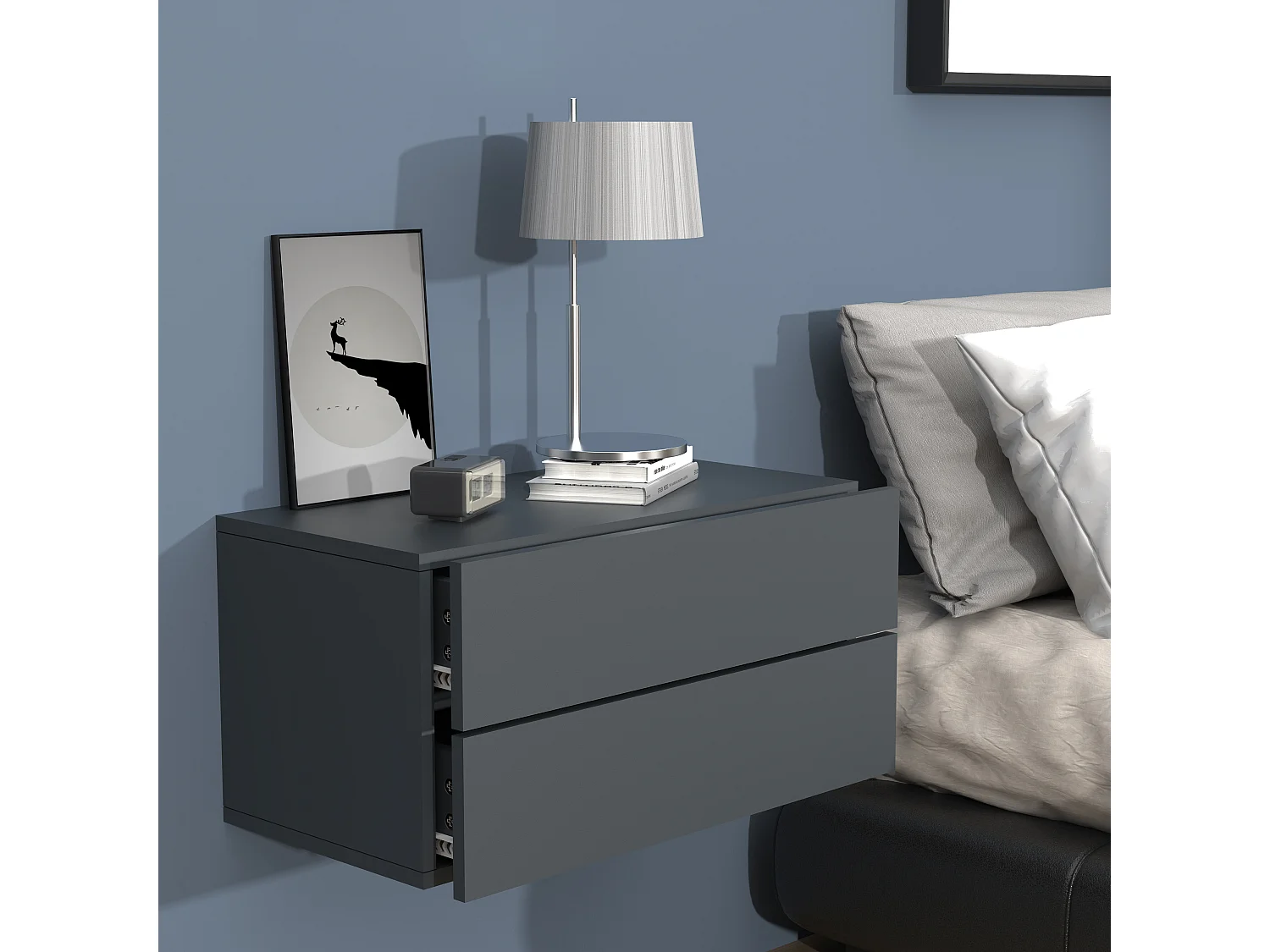 Houten muur hangende nachtkastje Usal L 60 cm