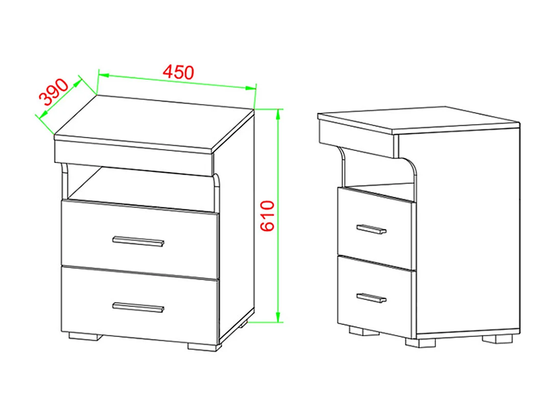 Armário de cabeceira VCM | Mesa lateral com porta giratória | Mesa de cabeceira | Dimensões aprox. A. 61 x L. 45 x P. 39 cm - Slepal M (Branco)