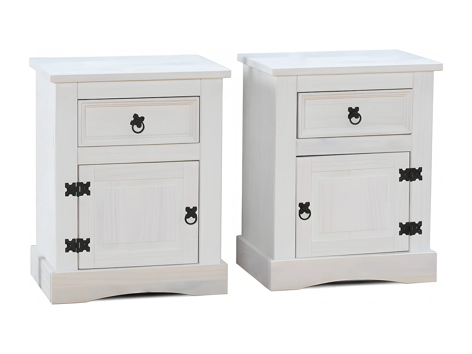 2 nachtkastjes wit New Mexico.