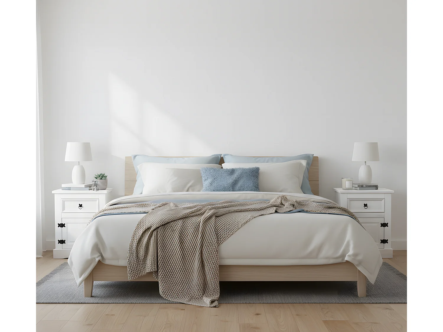 2 nachtkastjes wit New Mexico.