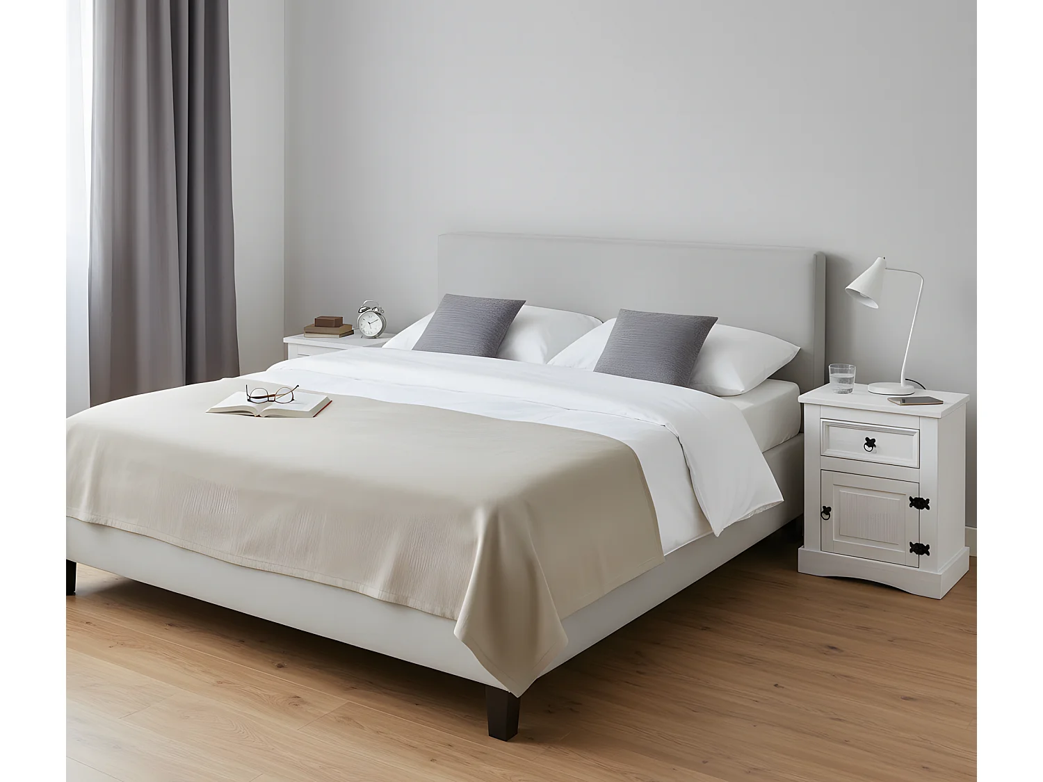 2 nachtkastjes wit New Mexico.