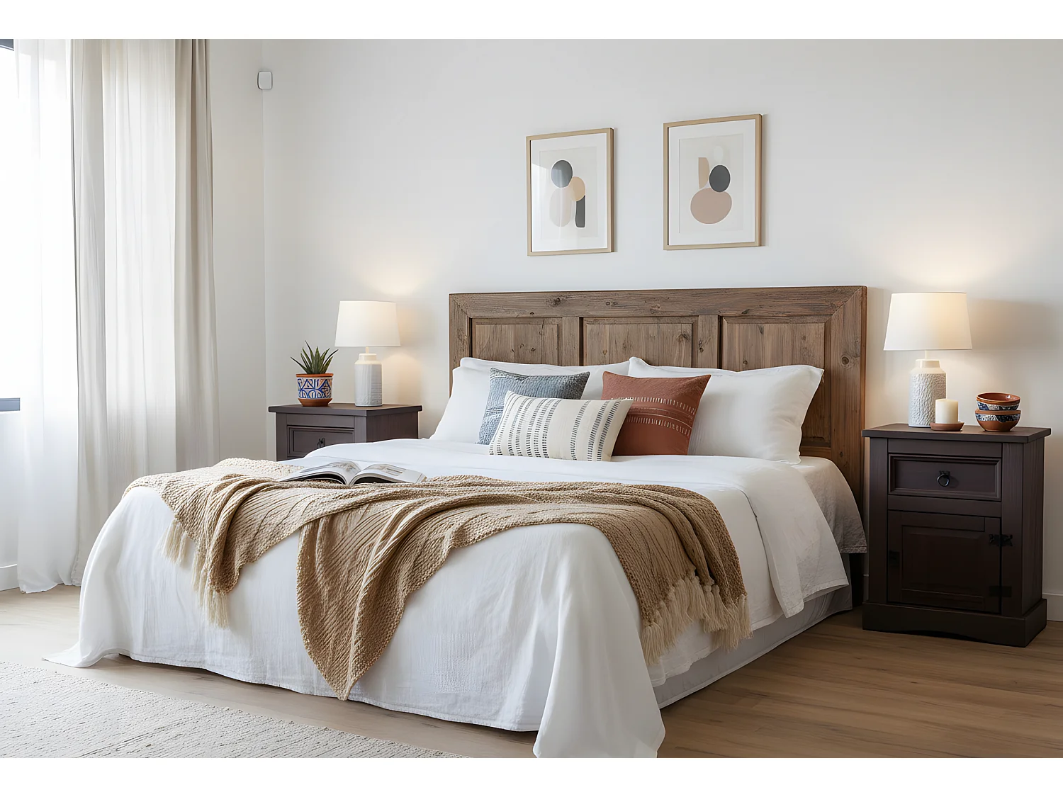 Set van 2 bruine nachtkastjes New Mexico.