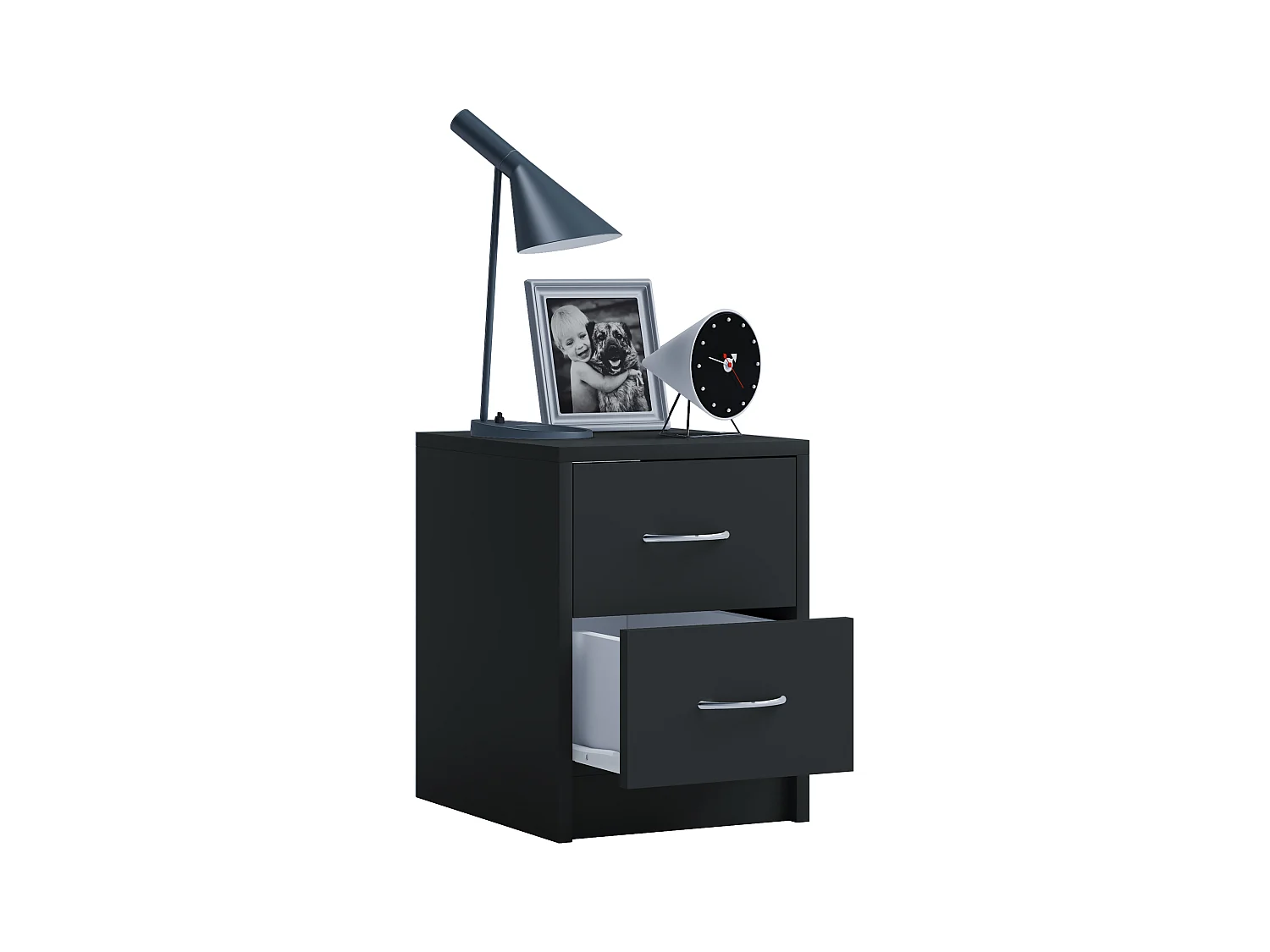 bedside table Boxal Black H. 40 x W. 35 x D. 35 cm