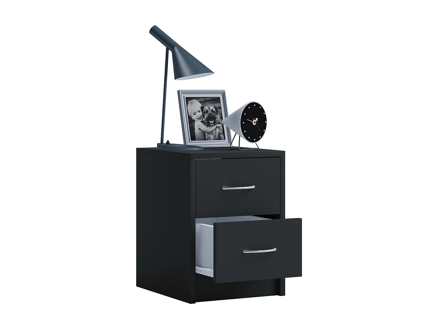 bedside table Boxal Black H. 40 x W. 35 x D. 35 cm