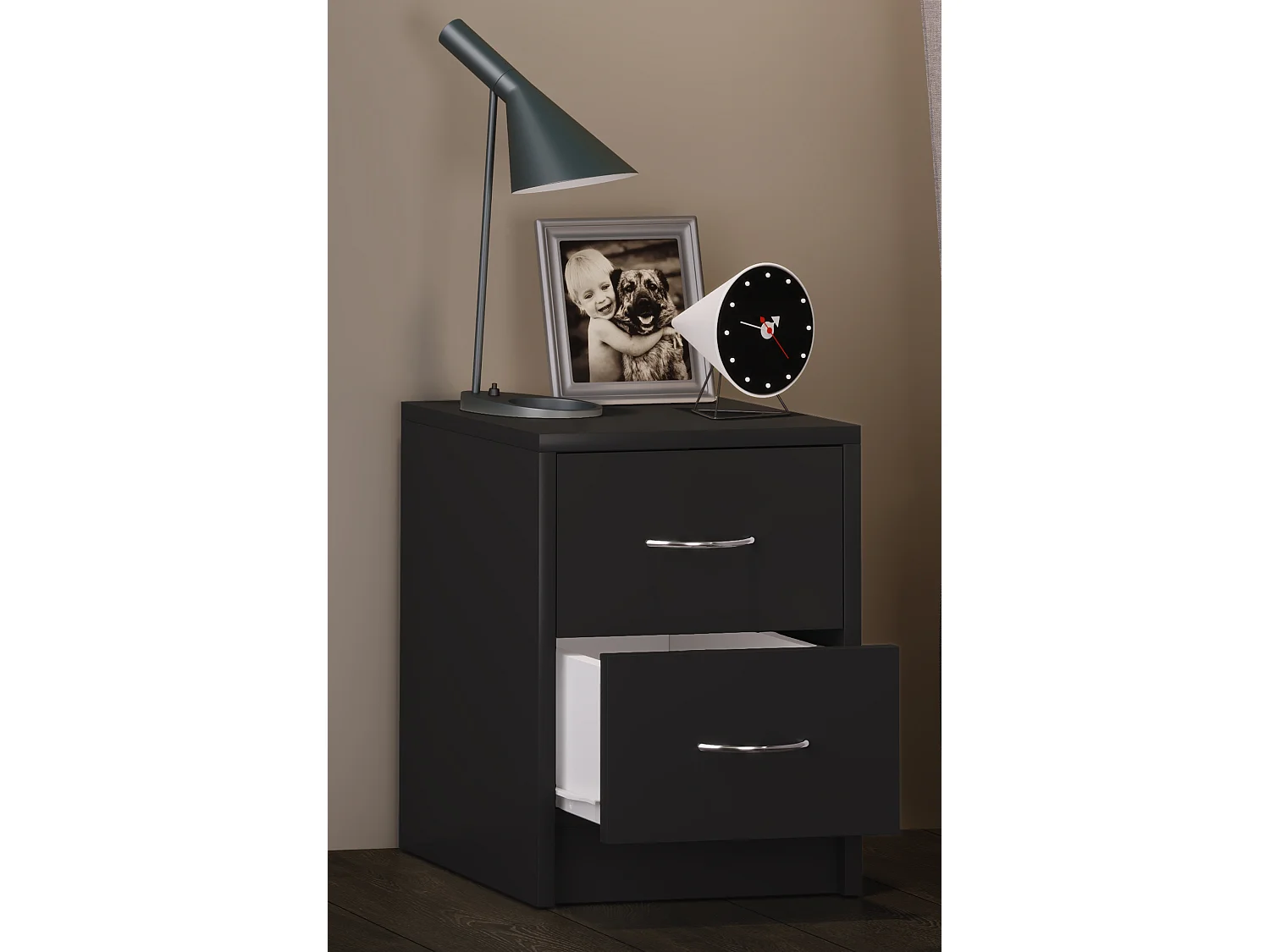 bedside table Boxal Black H. 40 x W. 35 x D. 35 cm