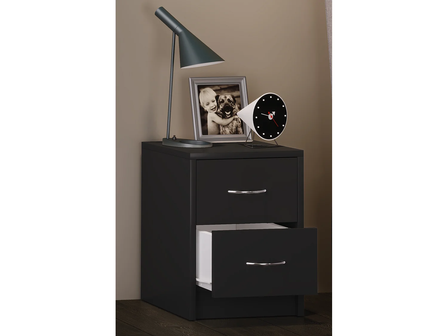 bedside table Boxal Black H. 40 x W. 35 x D. 35 cm