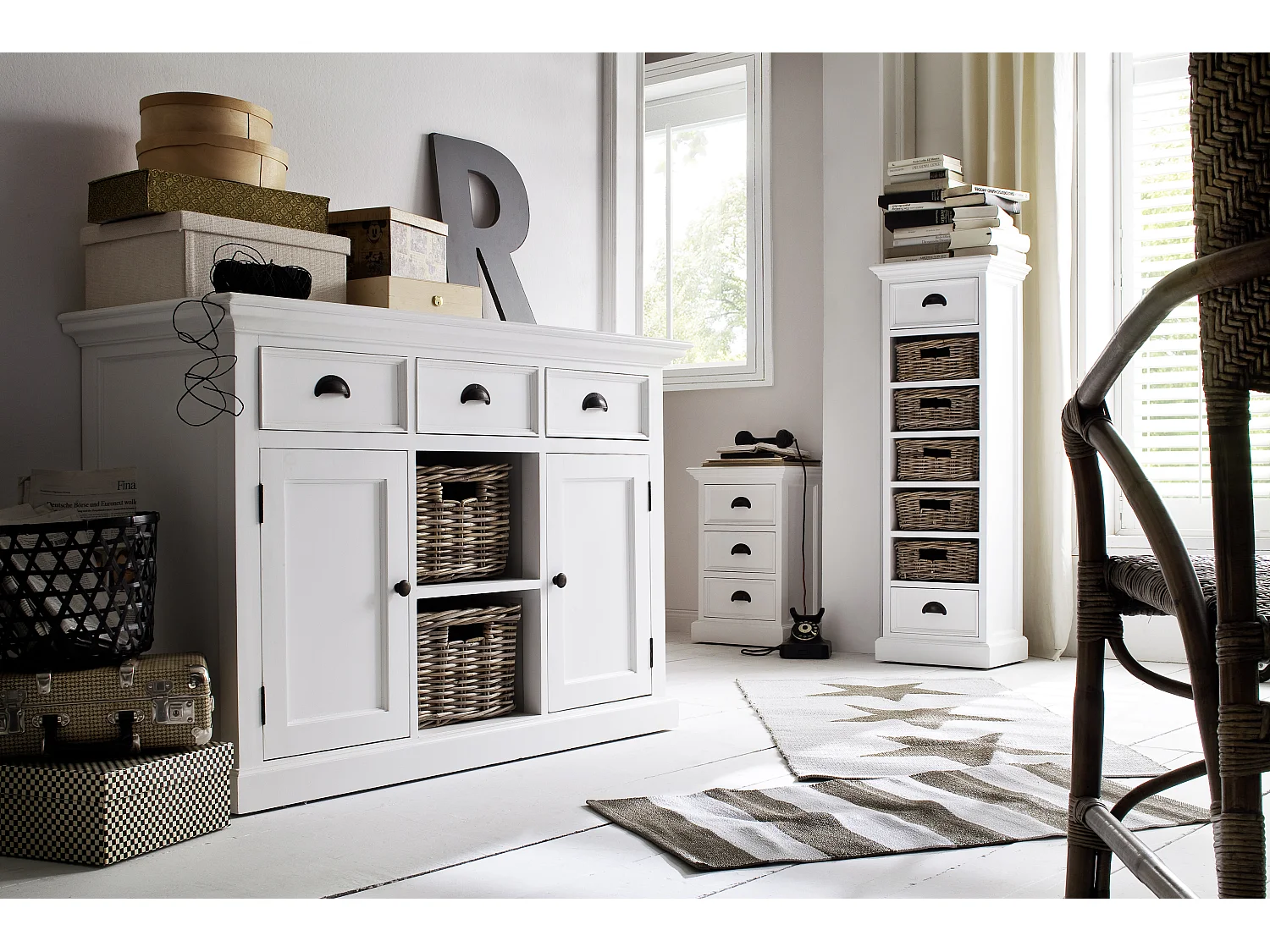 Halifax nachtkastje met 3 lades, in wit.