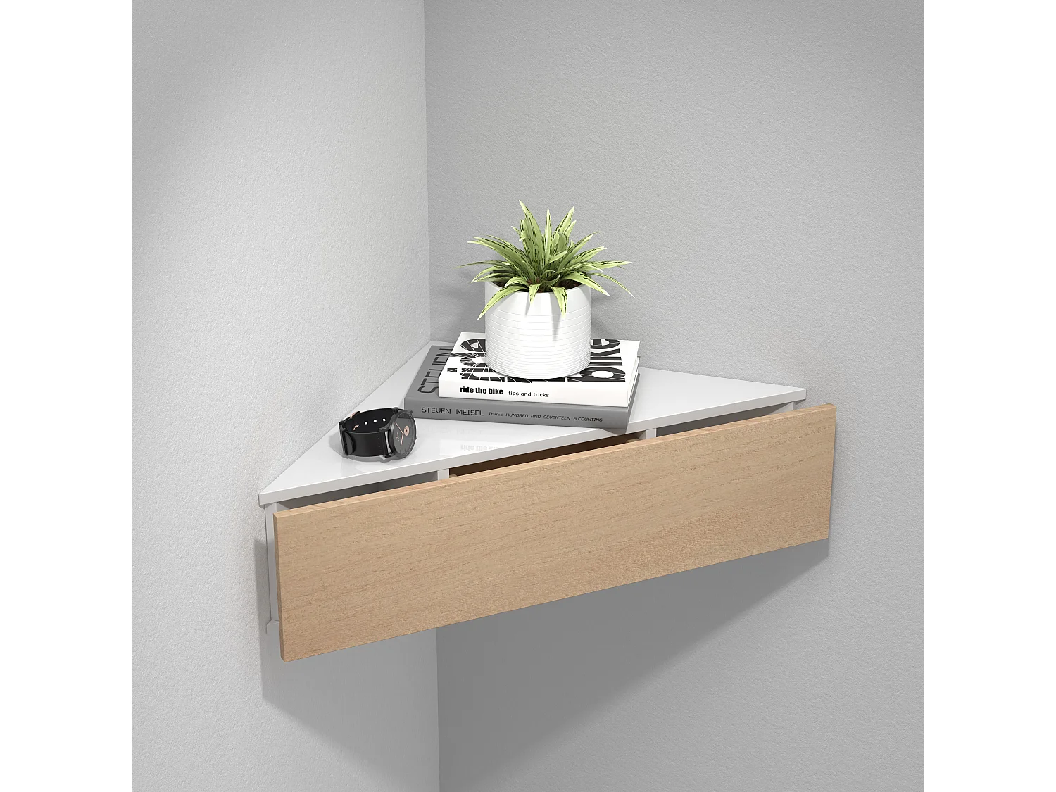 Holz Wandschublade Eckregal Nachttisch Usal S