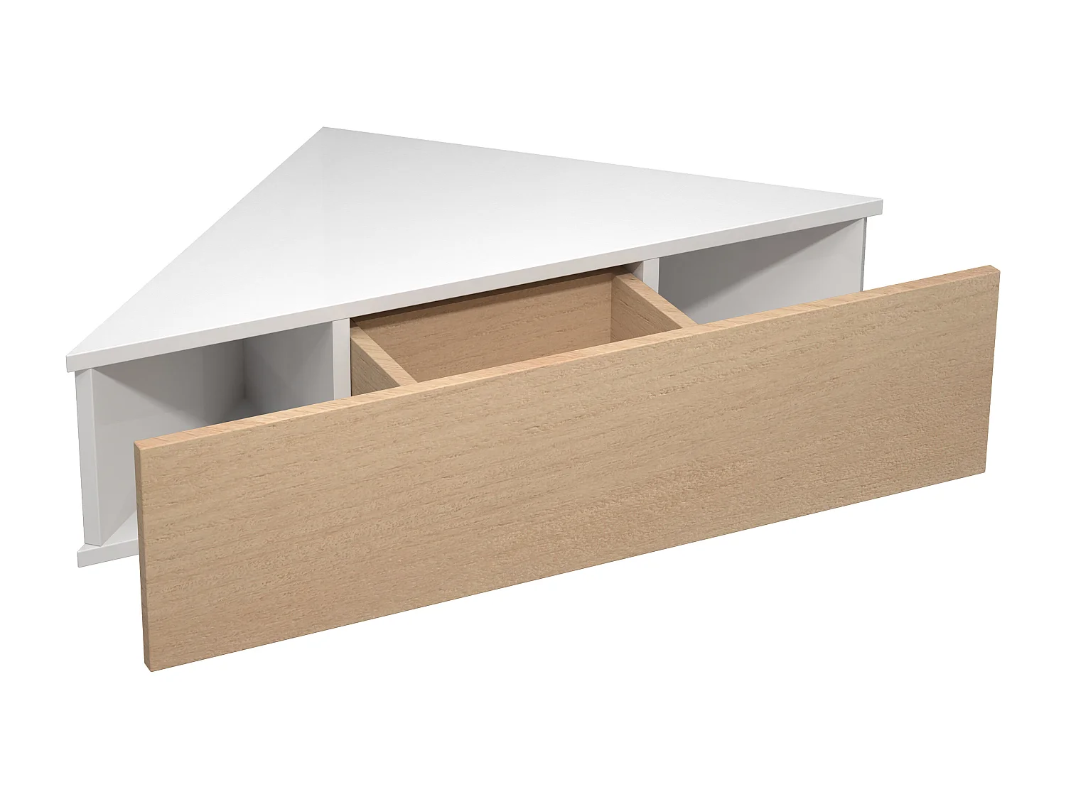 bedside table Usal White / Honey oak H. 15 x W. 60 x D. 43 cm