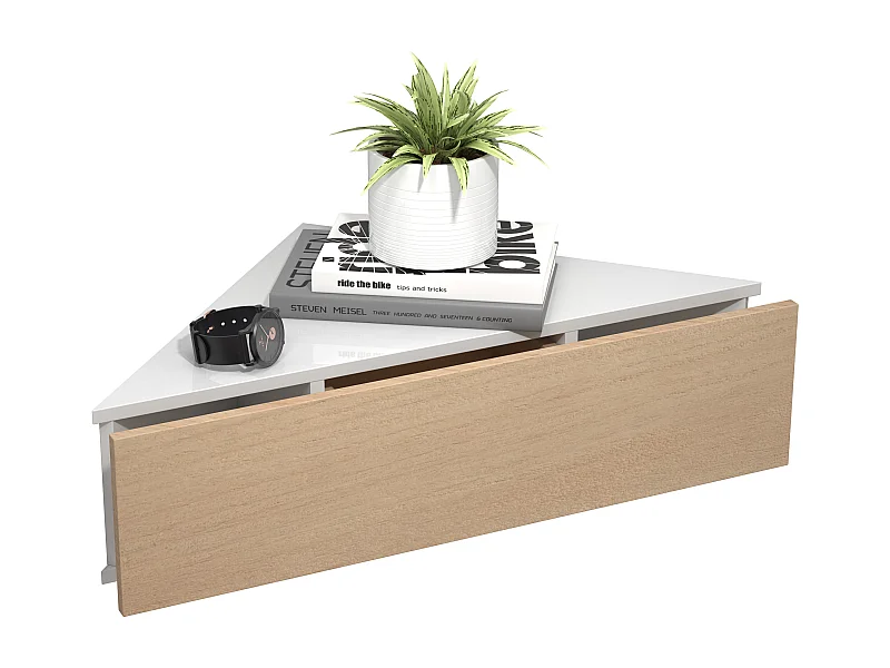 bedside table Usal White / Honey oak H. 15 x W. 60 x D. 43 cm