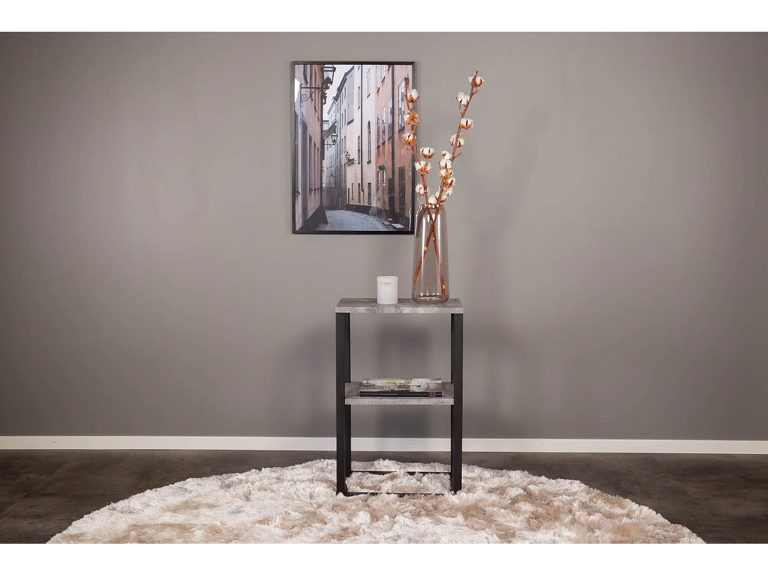 Table de Chevet Double "Rise" 70cm Gris & Noir